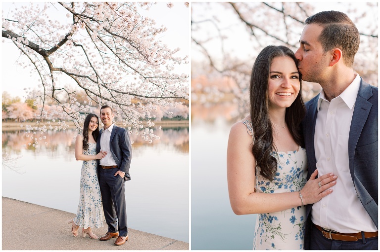 Washington DC Cherry Blossom Tidal Basin Engagement Photo