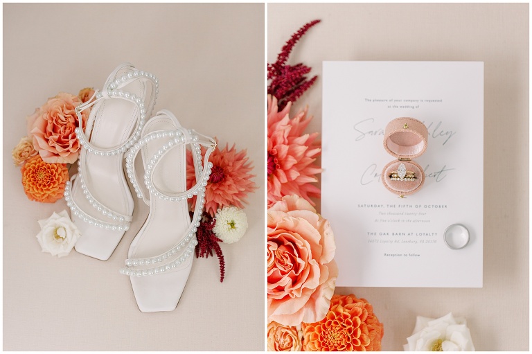 Wedding shoes and rings