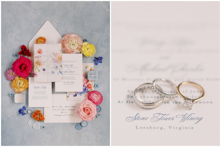 wedding invitation and rings