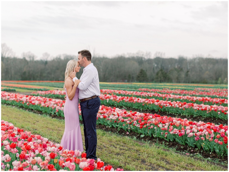 Burnside Farms tulip engagement photo in the spring tulip fields