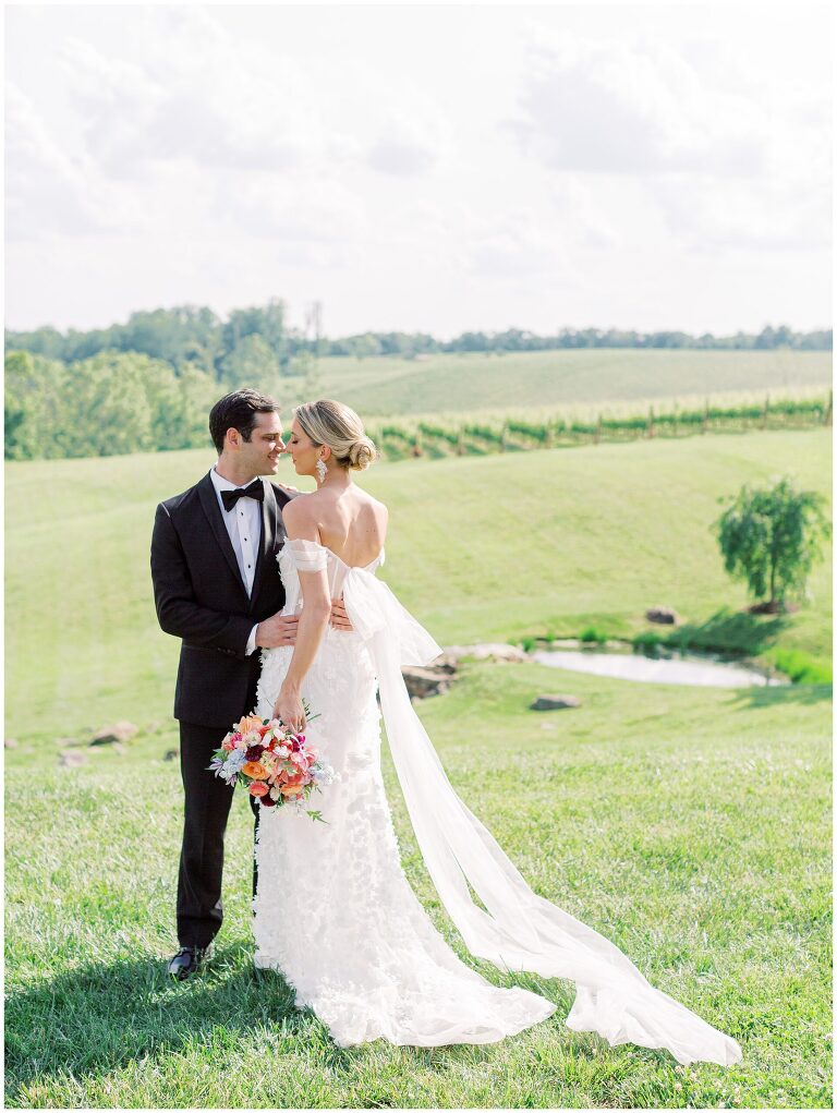 Spring Stone Tower Winery Wedding Bride and Groom Photo