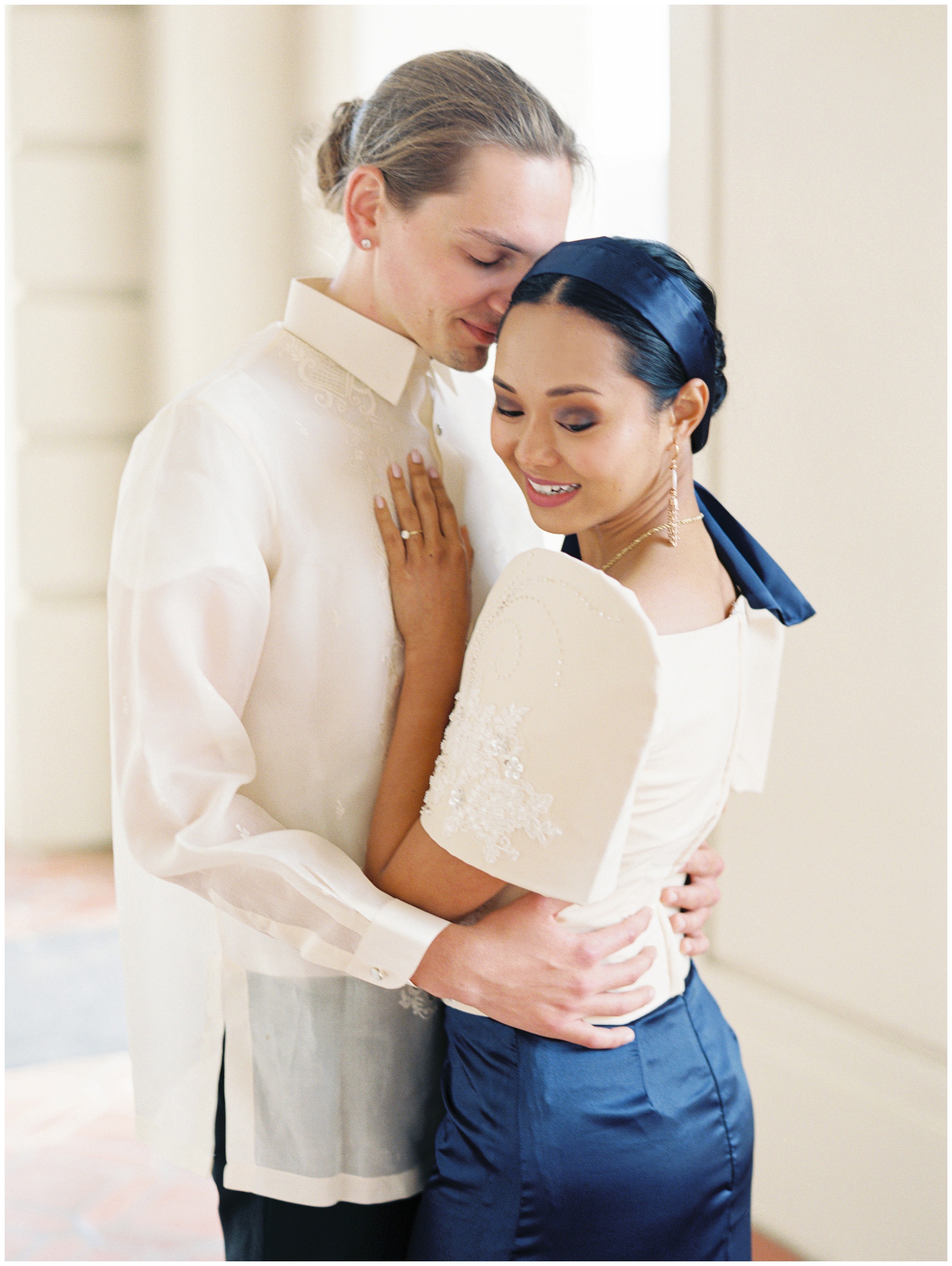 Pasadena City Hall engagement photo close up portrait