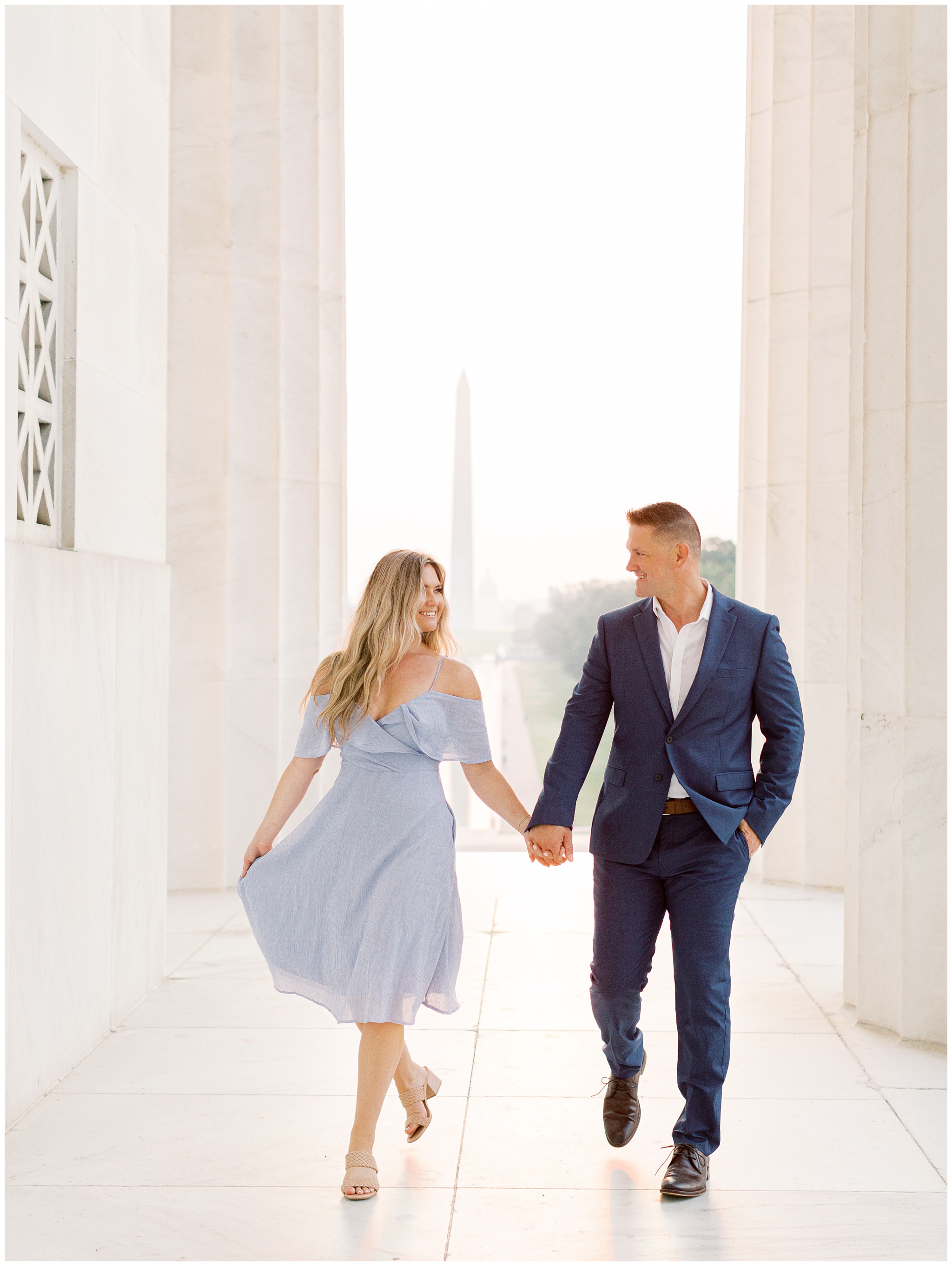 Lincoln Memorial Washington DC engagement photo