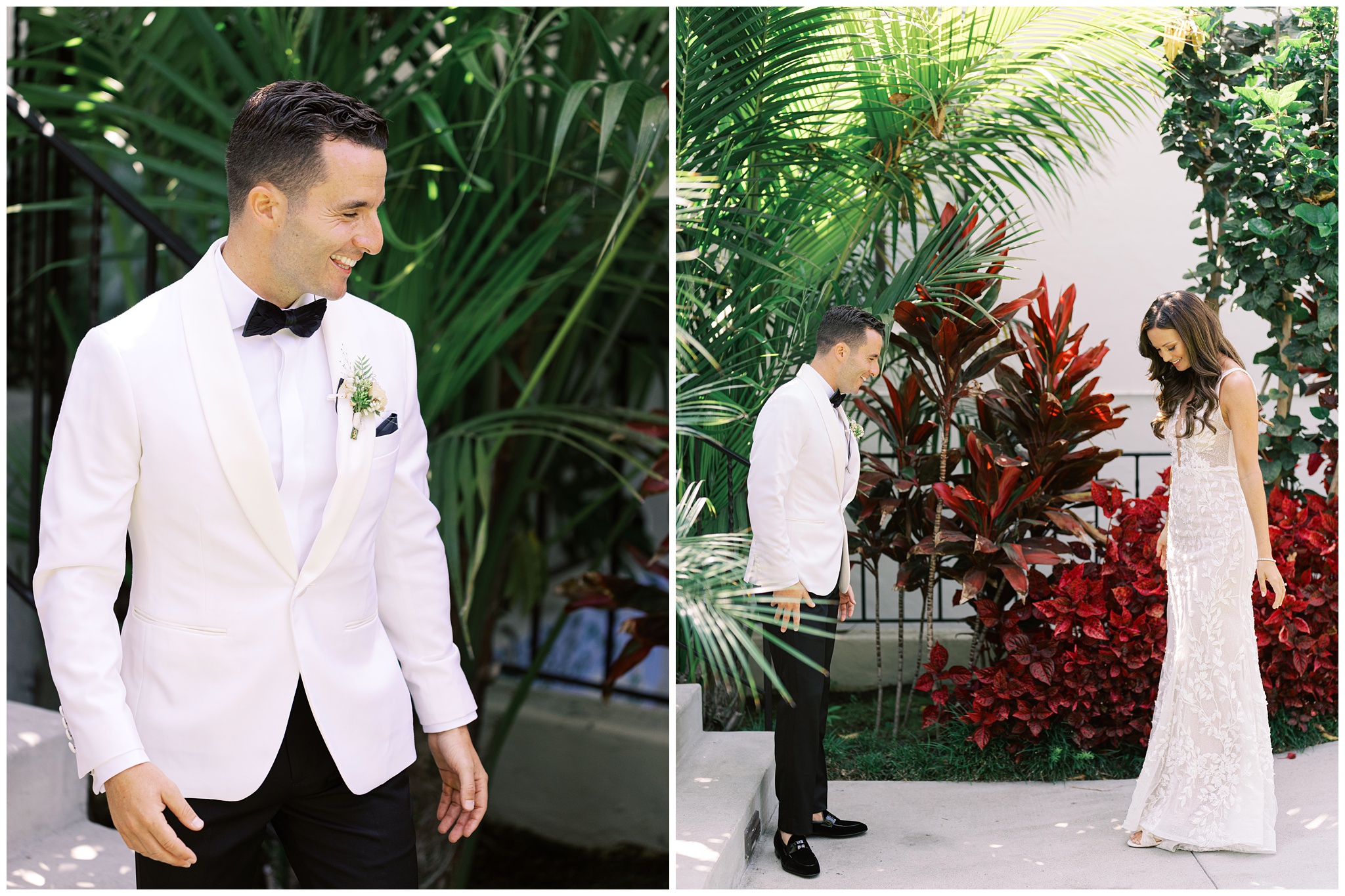 Bel Air Bay Club wedding Bride and Groom first look