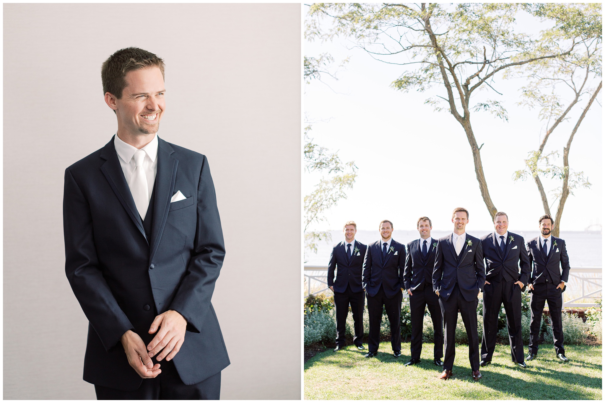 Chesapeake Bay Beach Club wedding Groom and Groomsmen