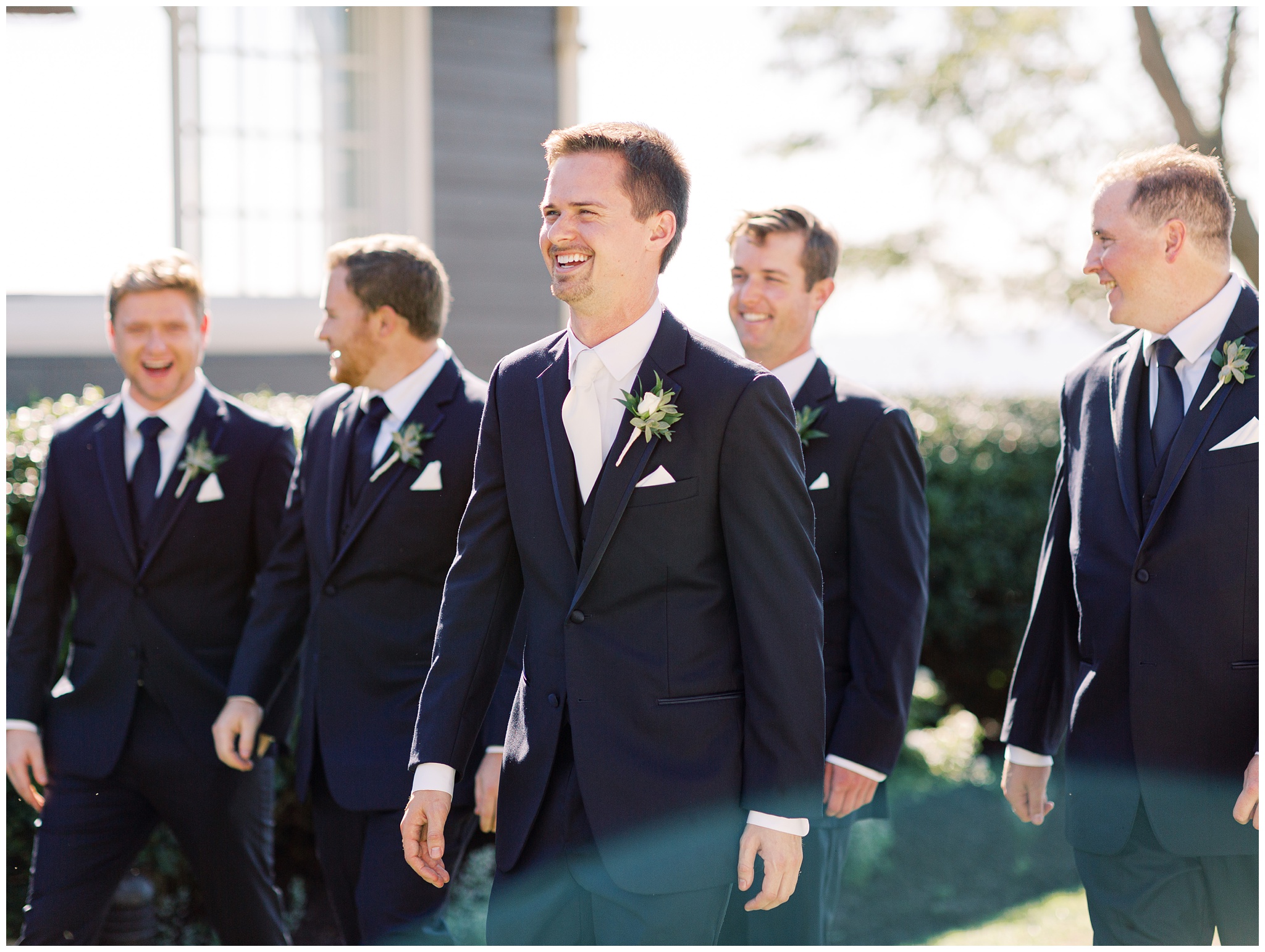 Chesapeake Bay Beach Club wedding Groom and Groomsmen