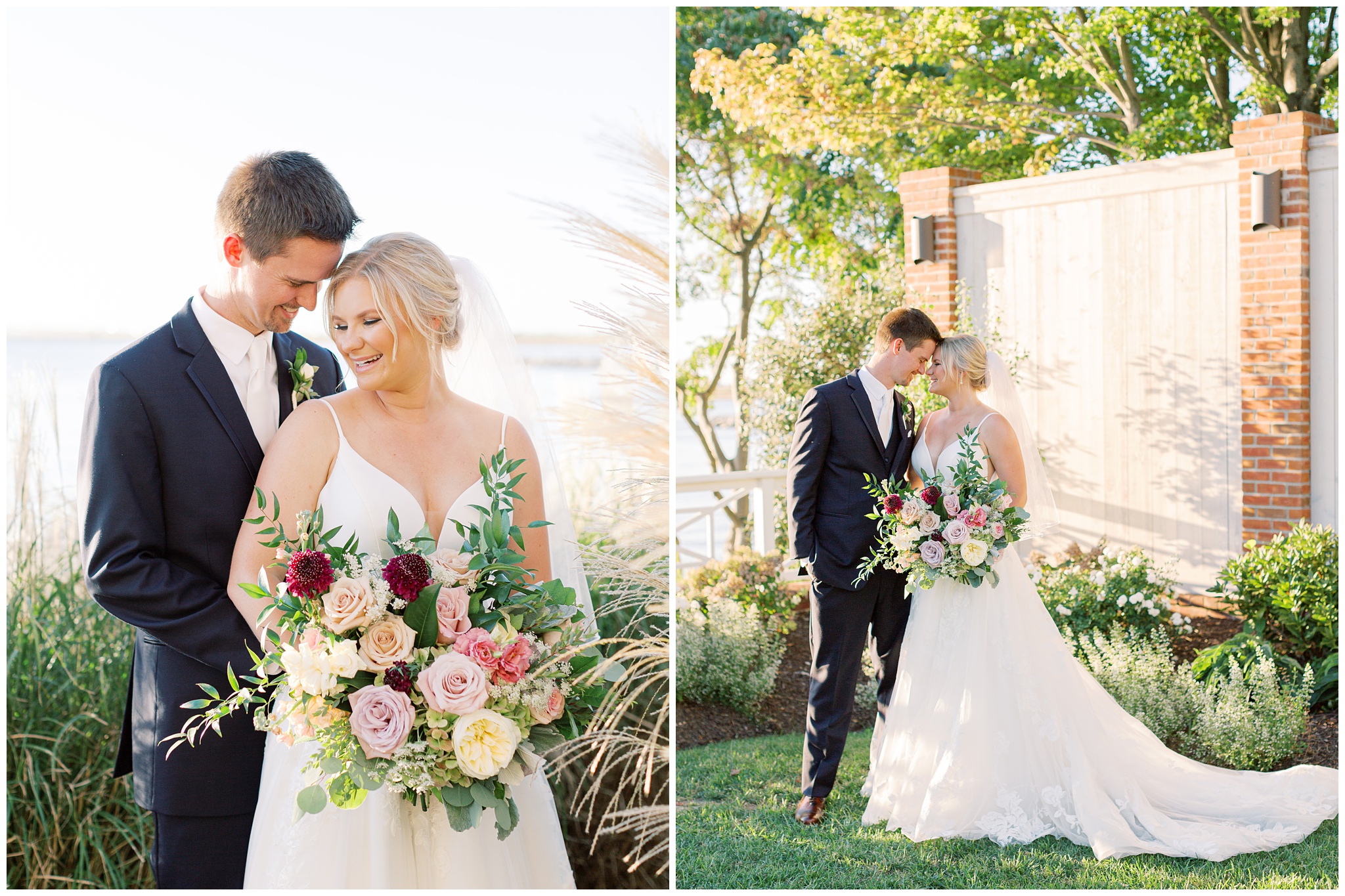 Chesapeake Bay Beach Club wedding bride and groom portraits