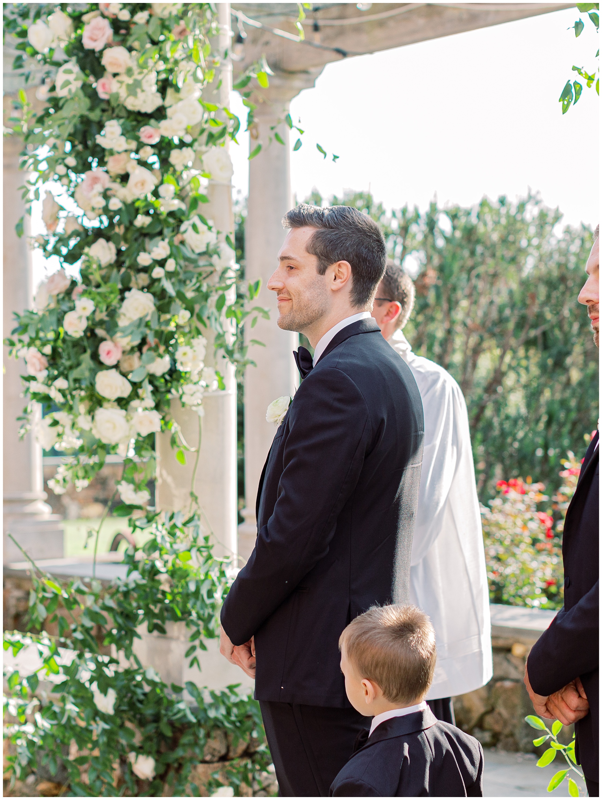 Groom's first reaction when seeing his bride walking down the aisle
