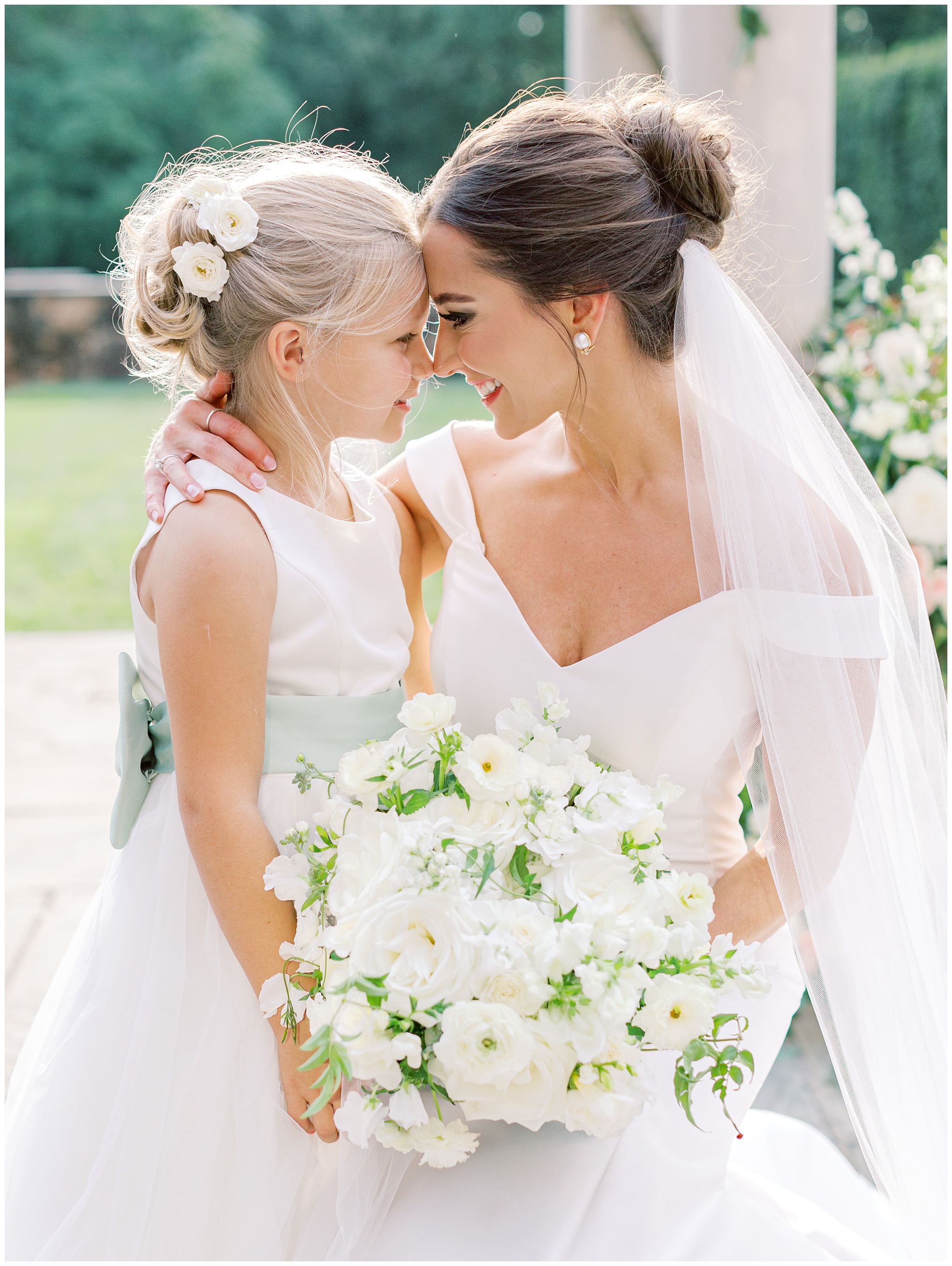 Bride and flower girl
