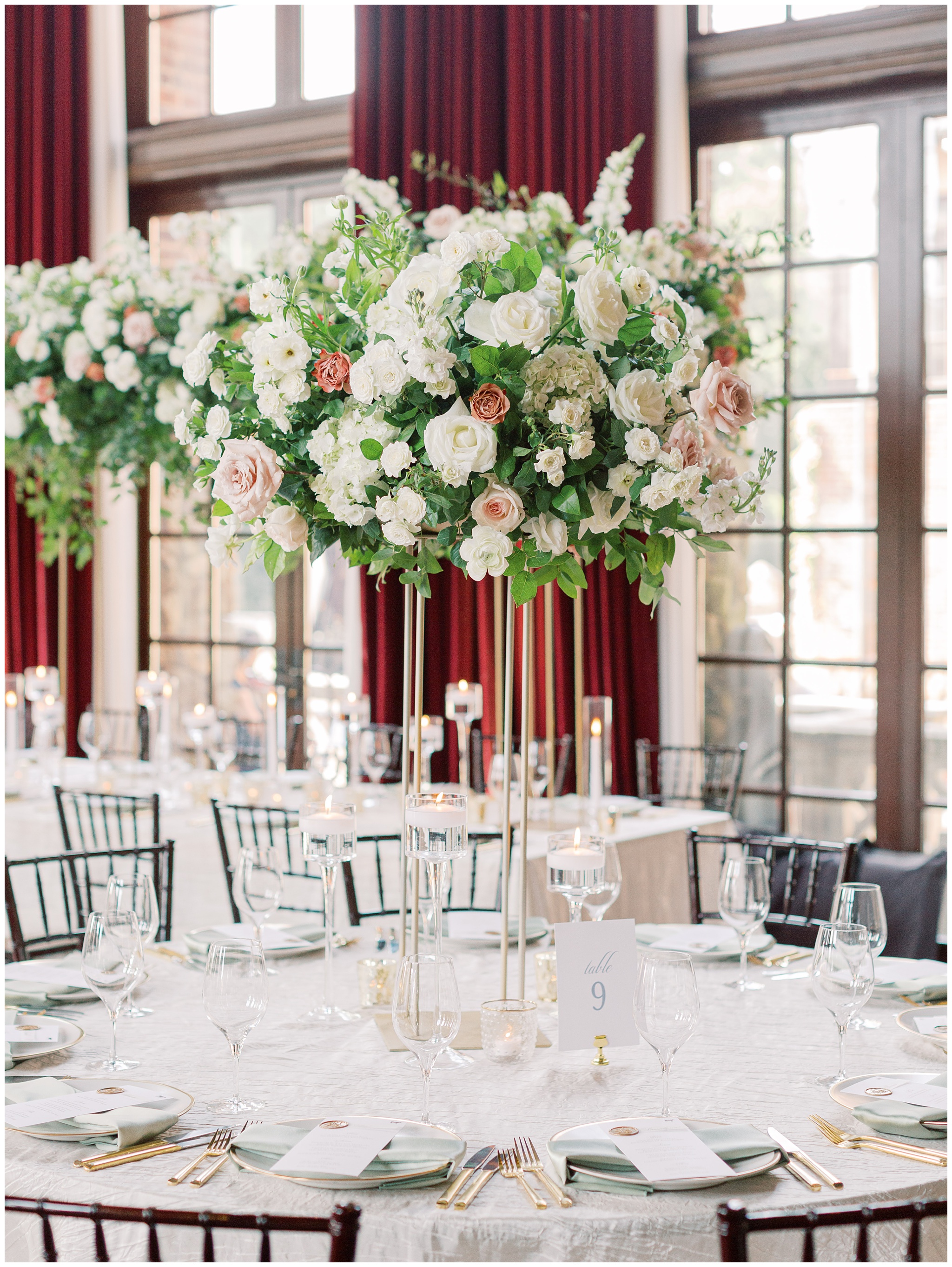 Dover Hall Estate wedding reception decor 