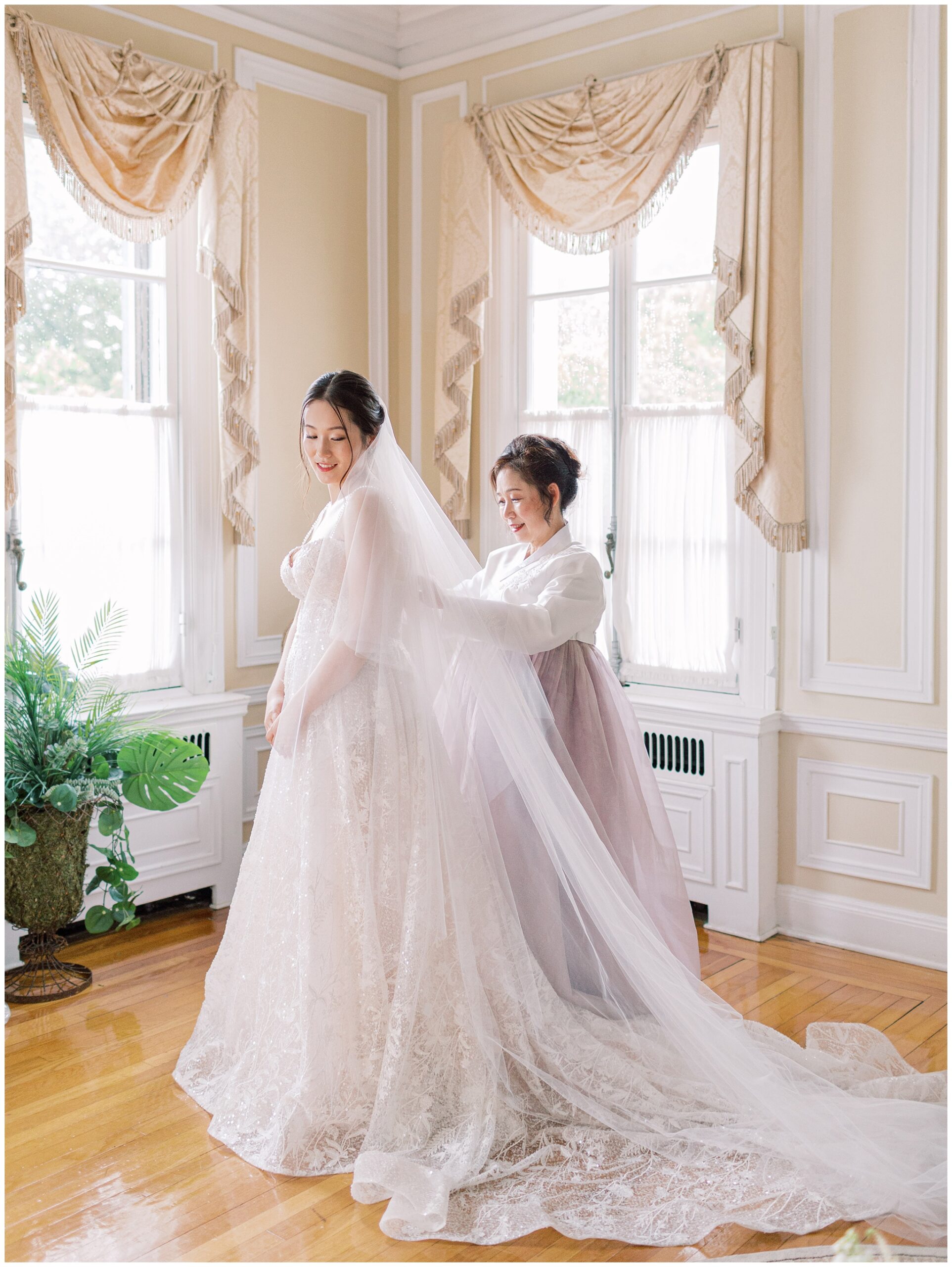 Bride and Mother Getting Ready at Oxon Hill Manor