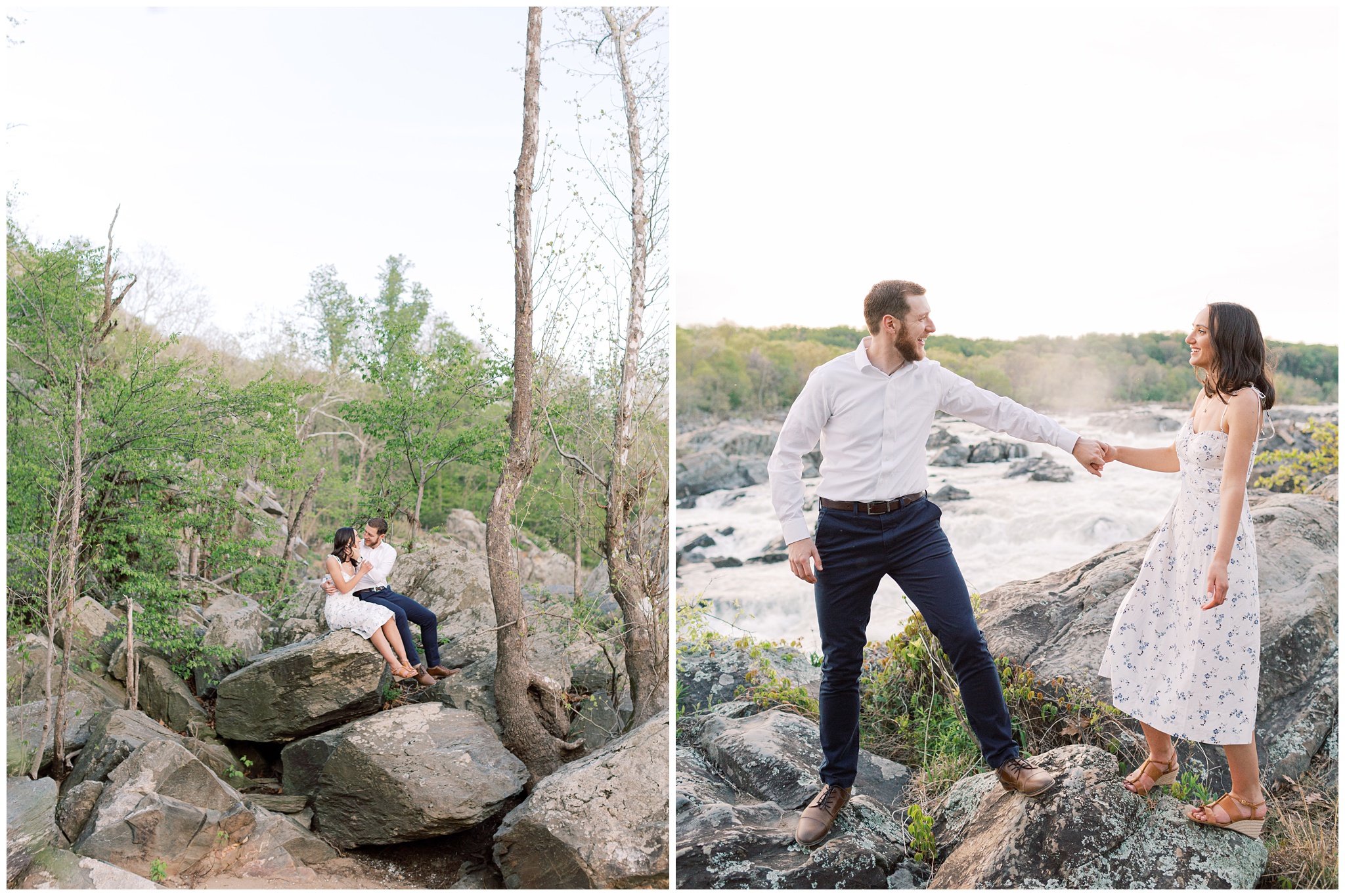 Great Falls Park Virginia Engagement Photo