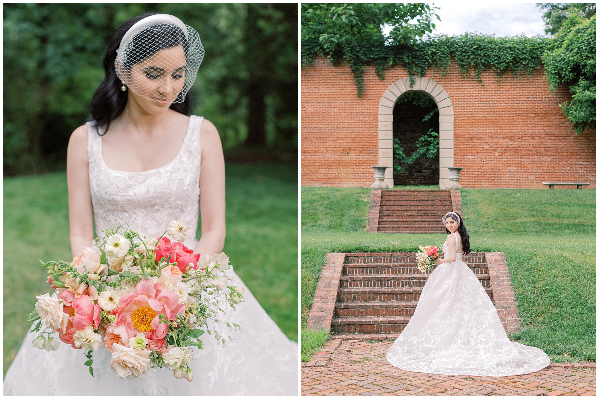 Wedding photo of bride at Evergreen Museum in Baltimore