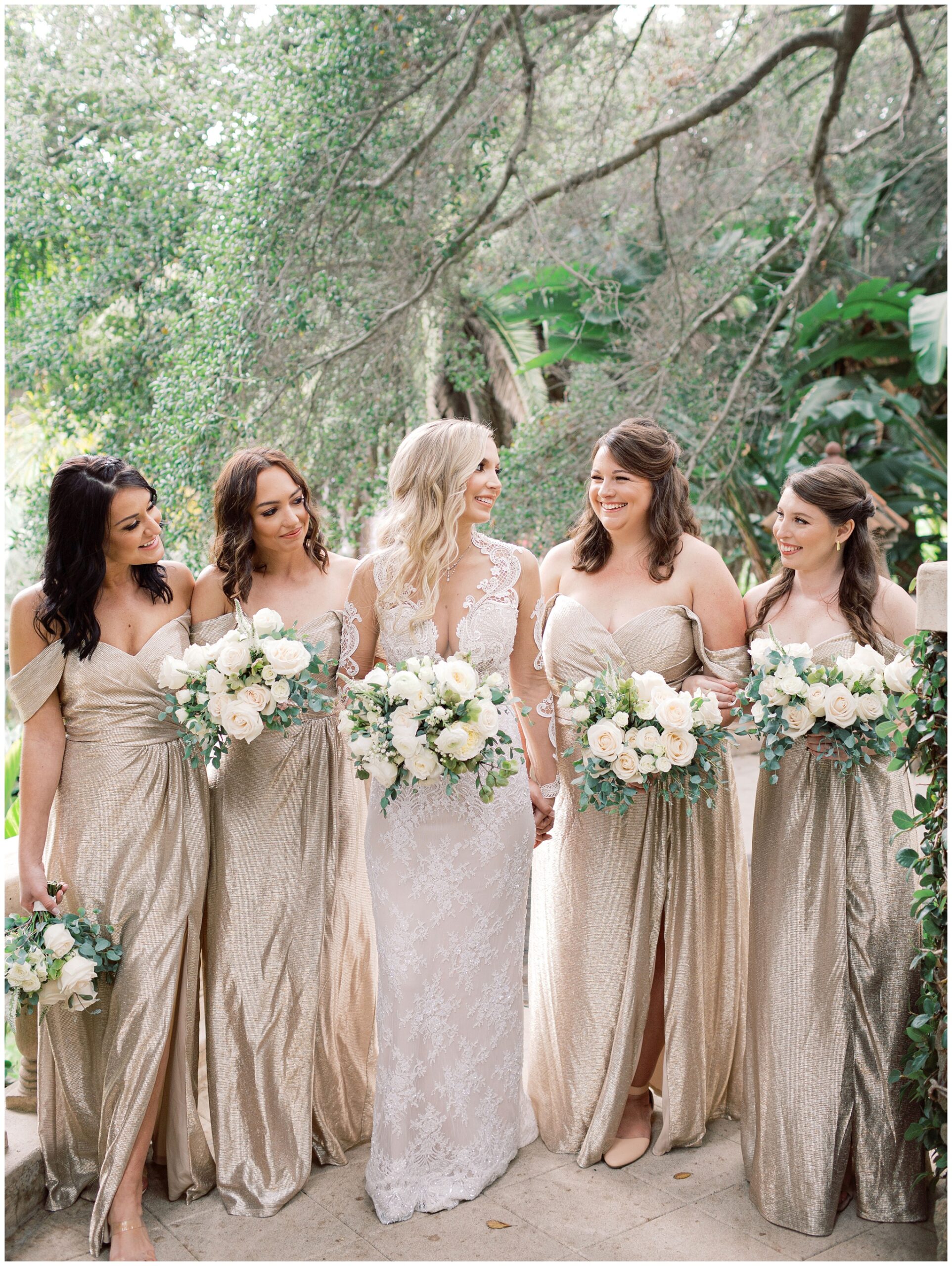 Bride and Bridesmaids wedding photos at the Houdini Estate