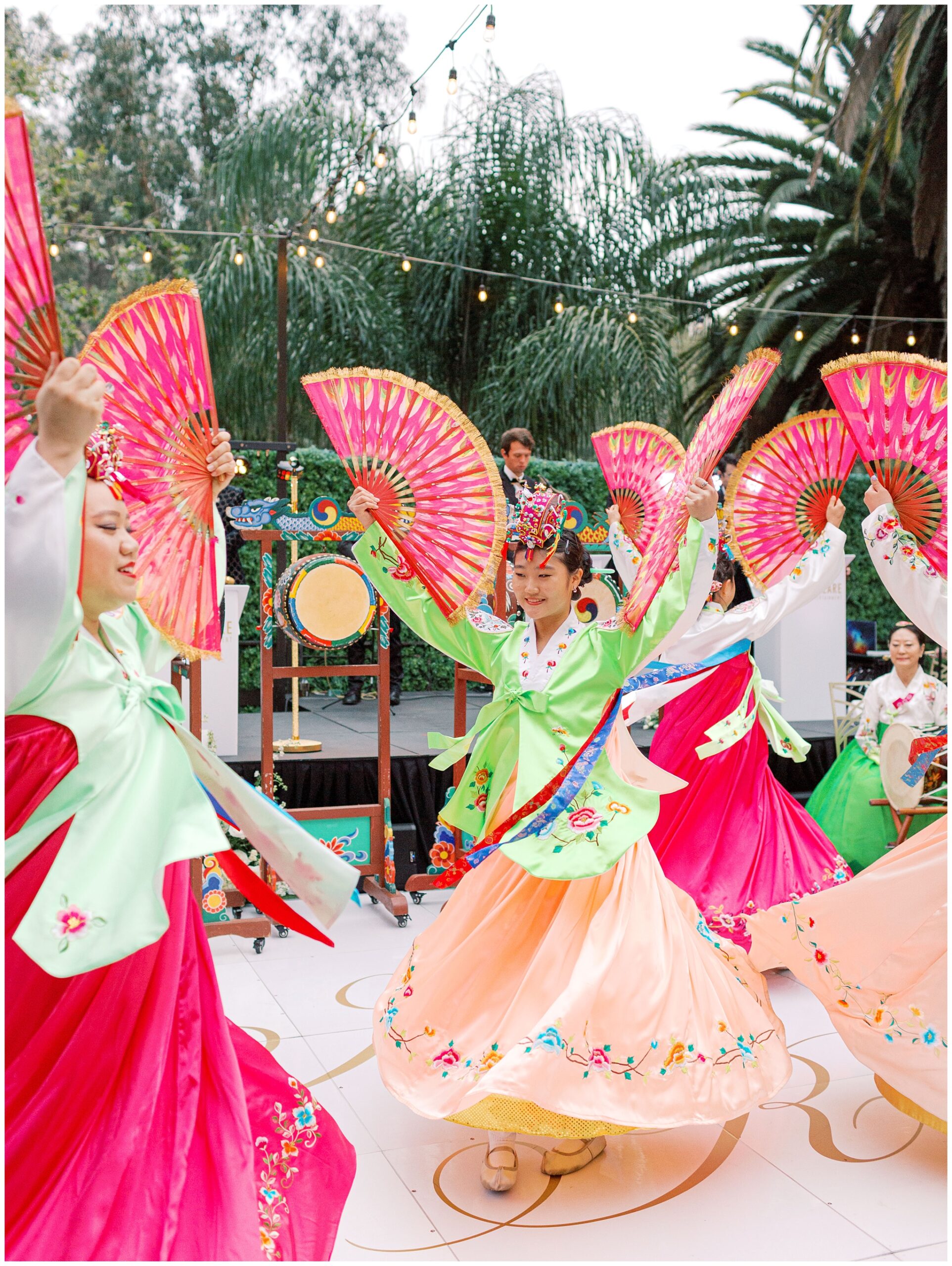 Houdini Estate wedding reception photos of fan dancers