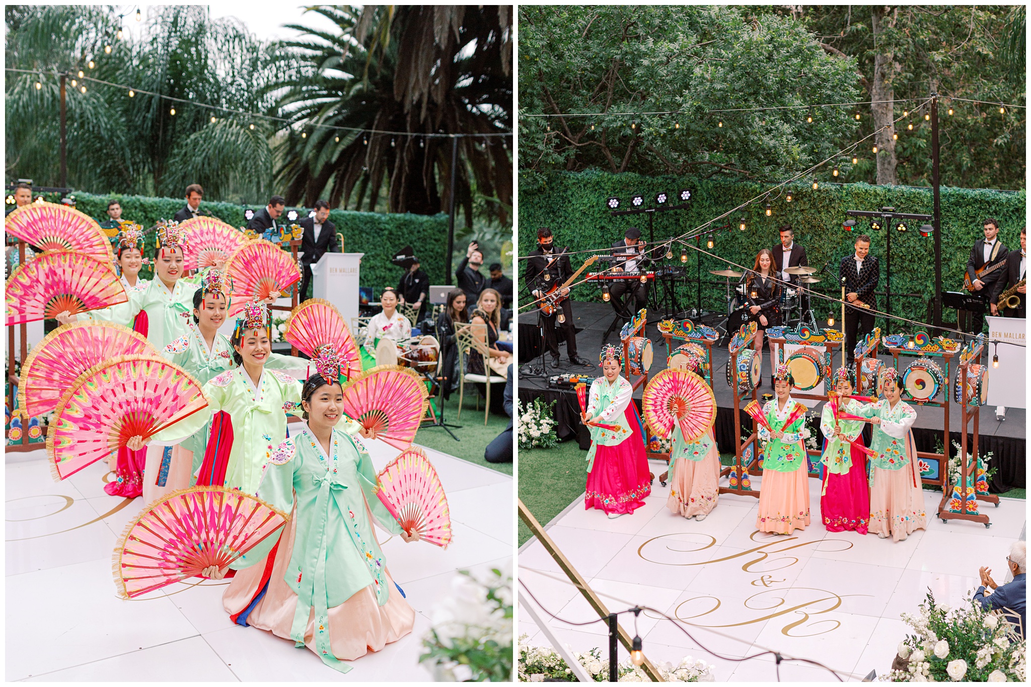 Houdini Estate wedding reception photos of fan dancers