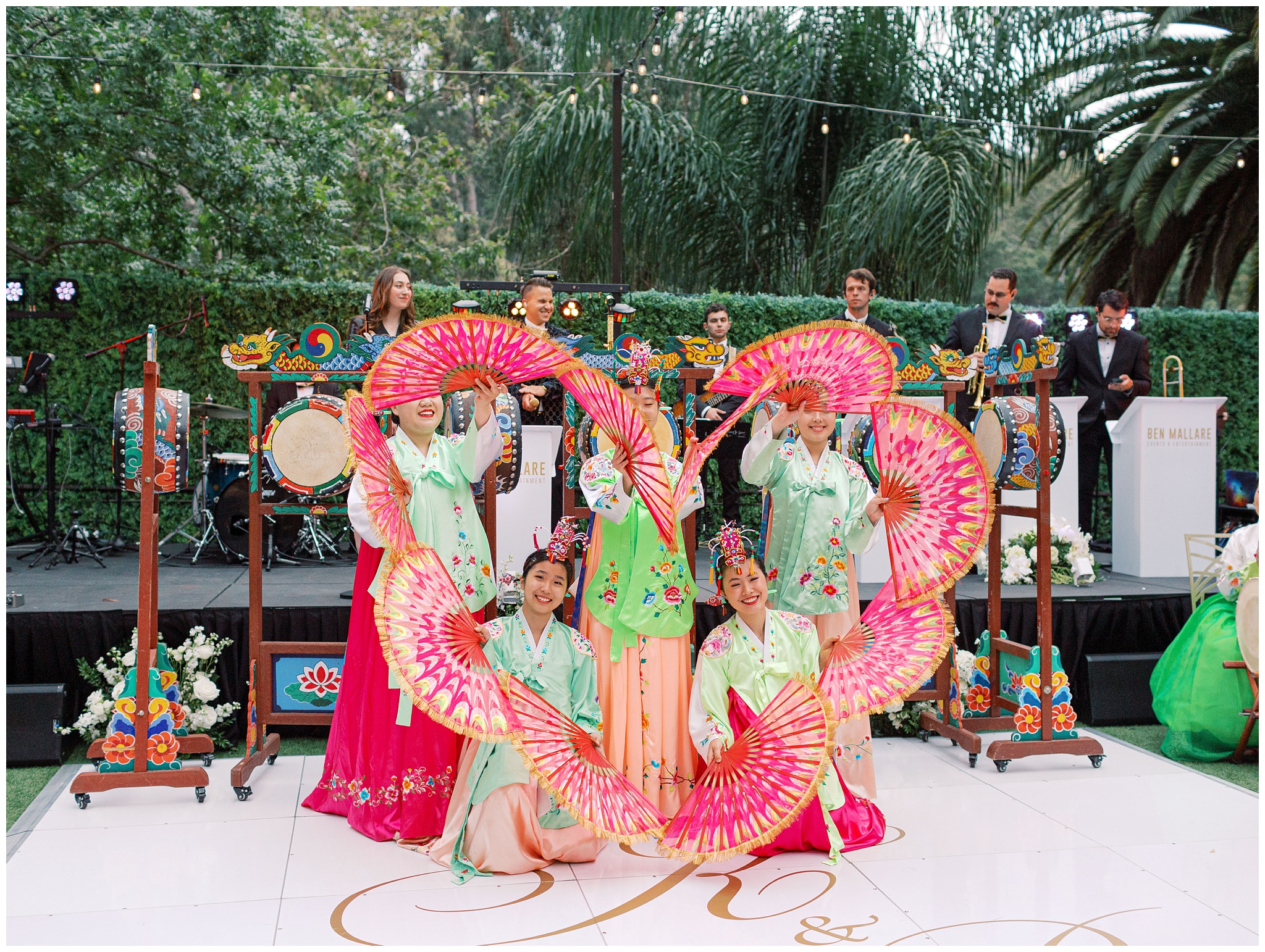 Houdini Estate wedding reception photos of fan dancers