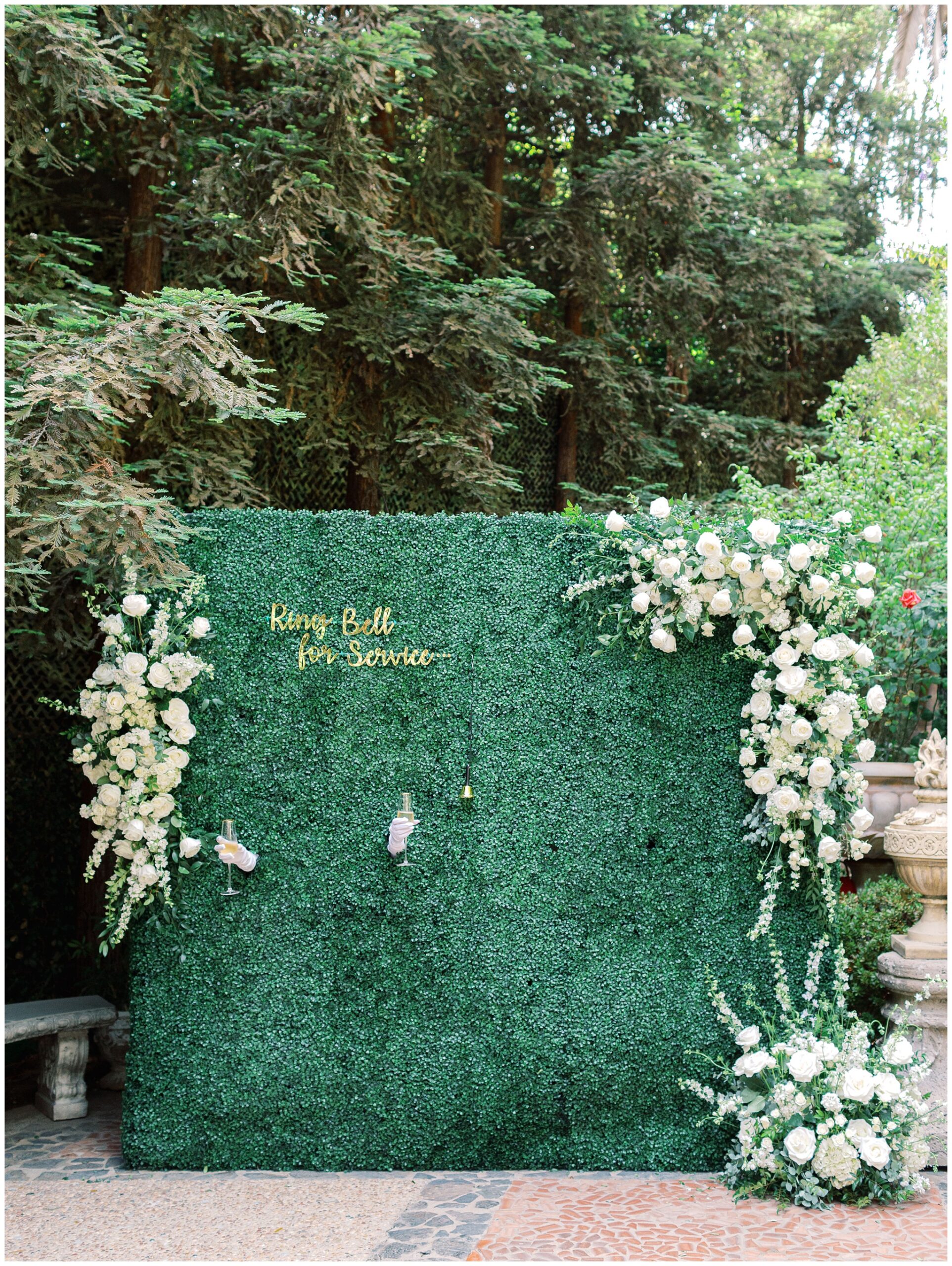 Houdini Estate wedding champagne wall