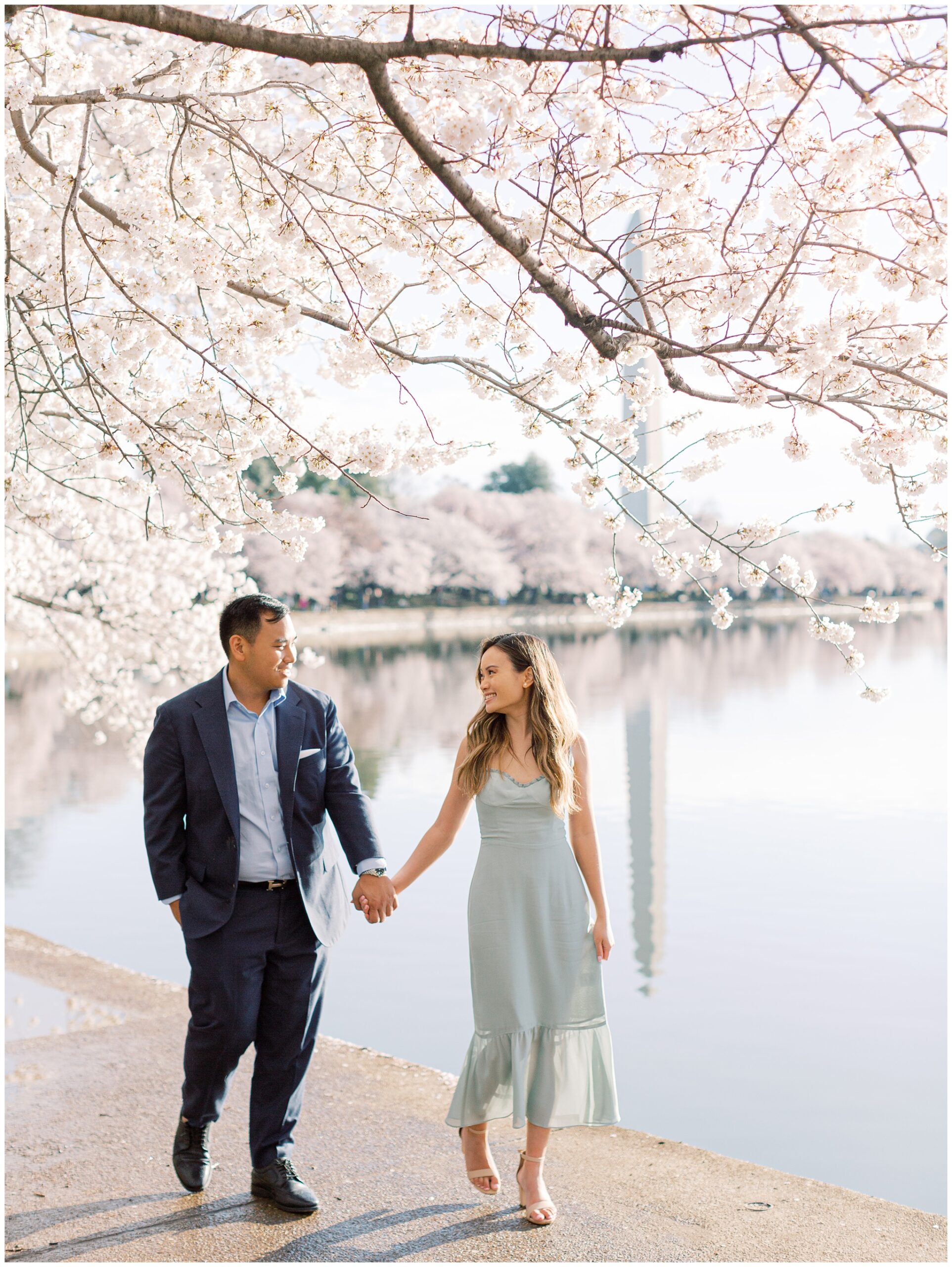 Cherry Blossom Tidal Basin Engagement Photo