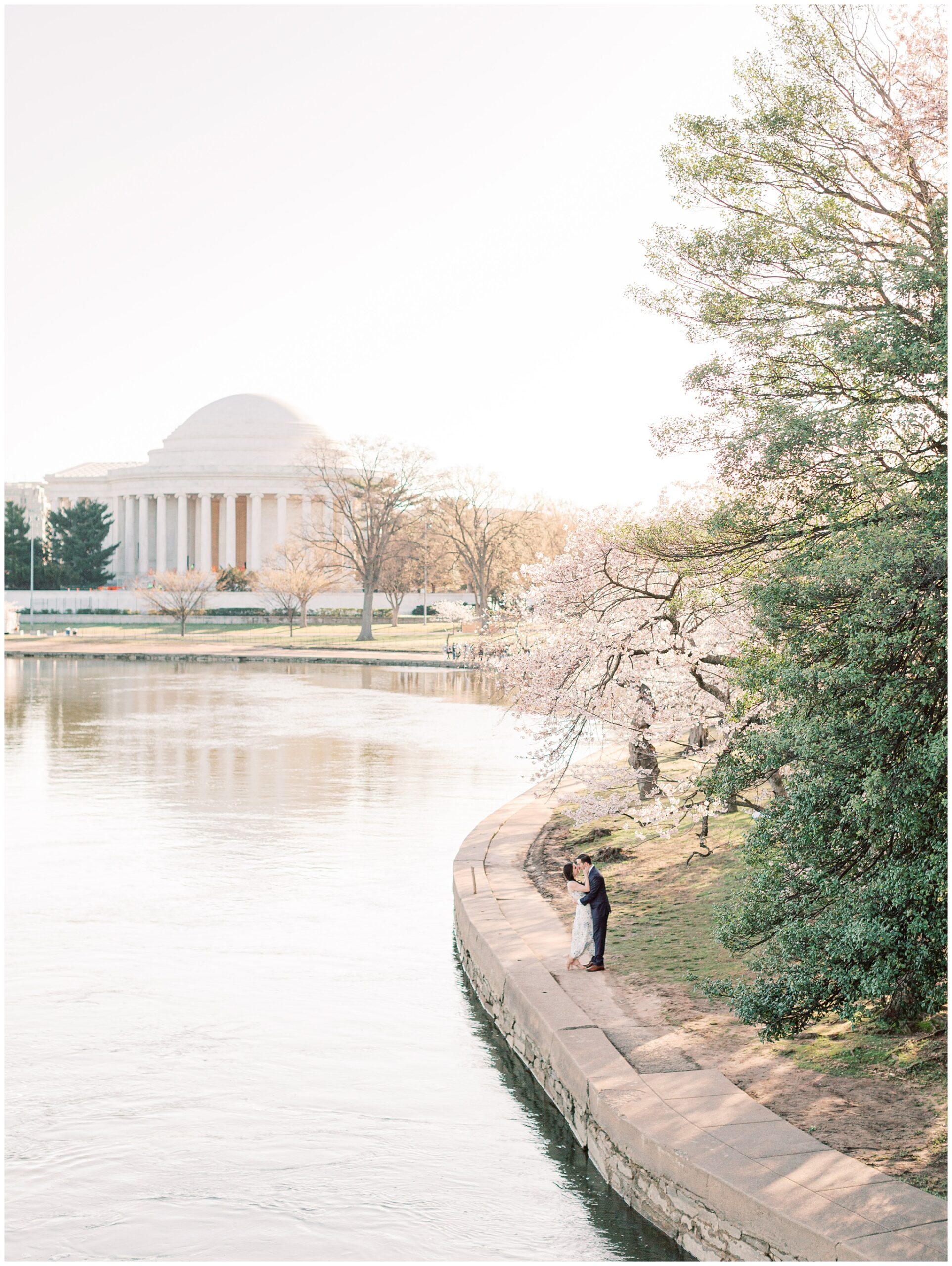 Washington DC Cherry Blossom Tidal Basin Engagement Photo