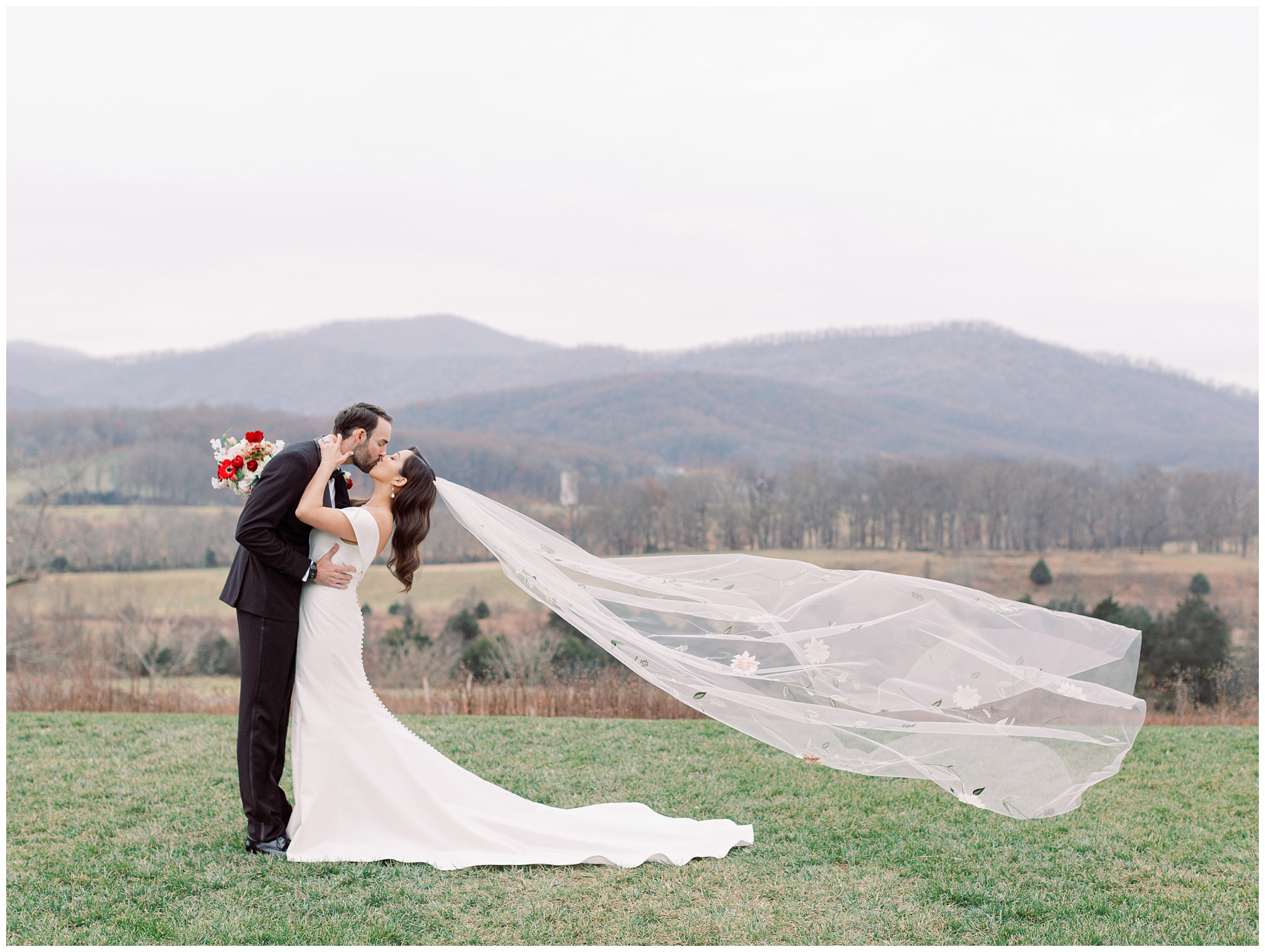 Winter Pippin Hill wedding portraits