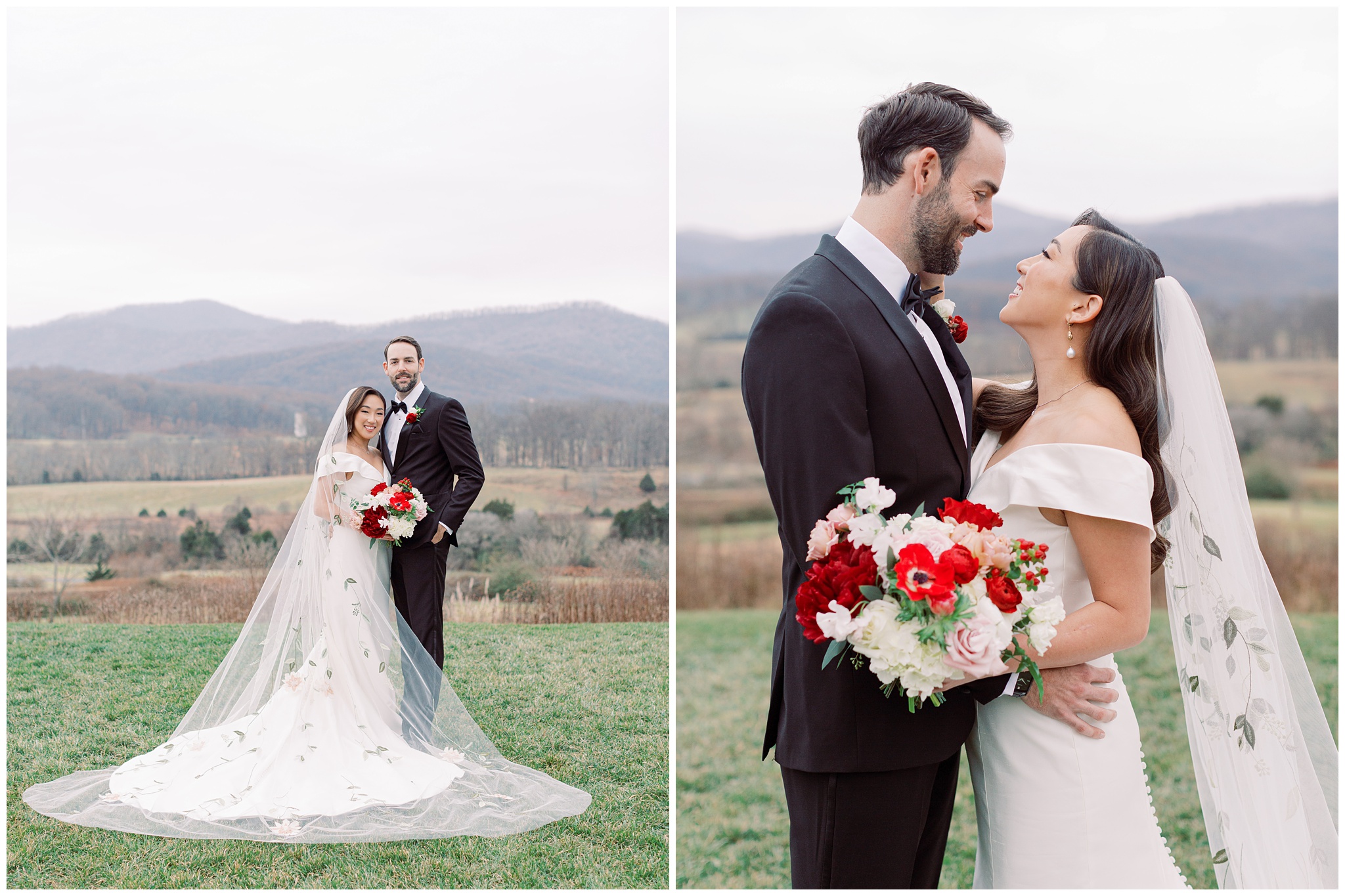 Winter Pippin Hill wedding portraits