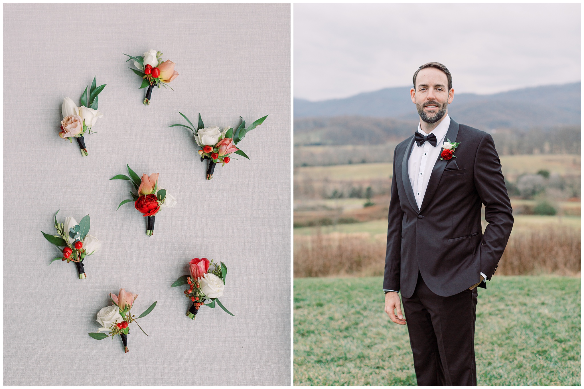 Groom portrait and boutonnnieres