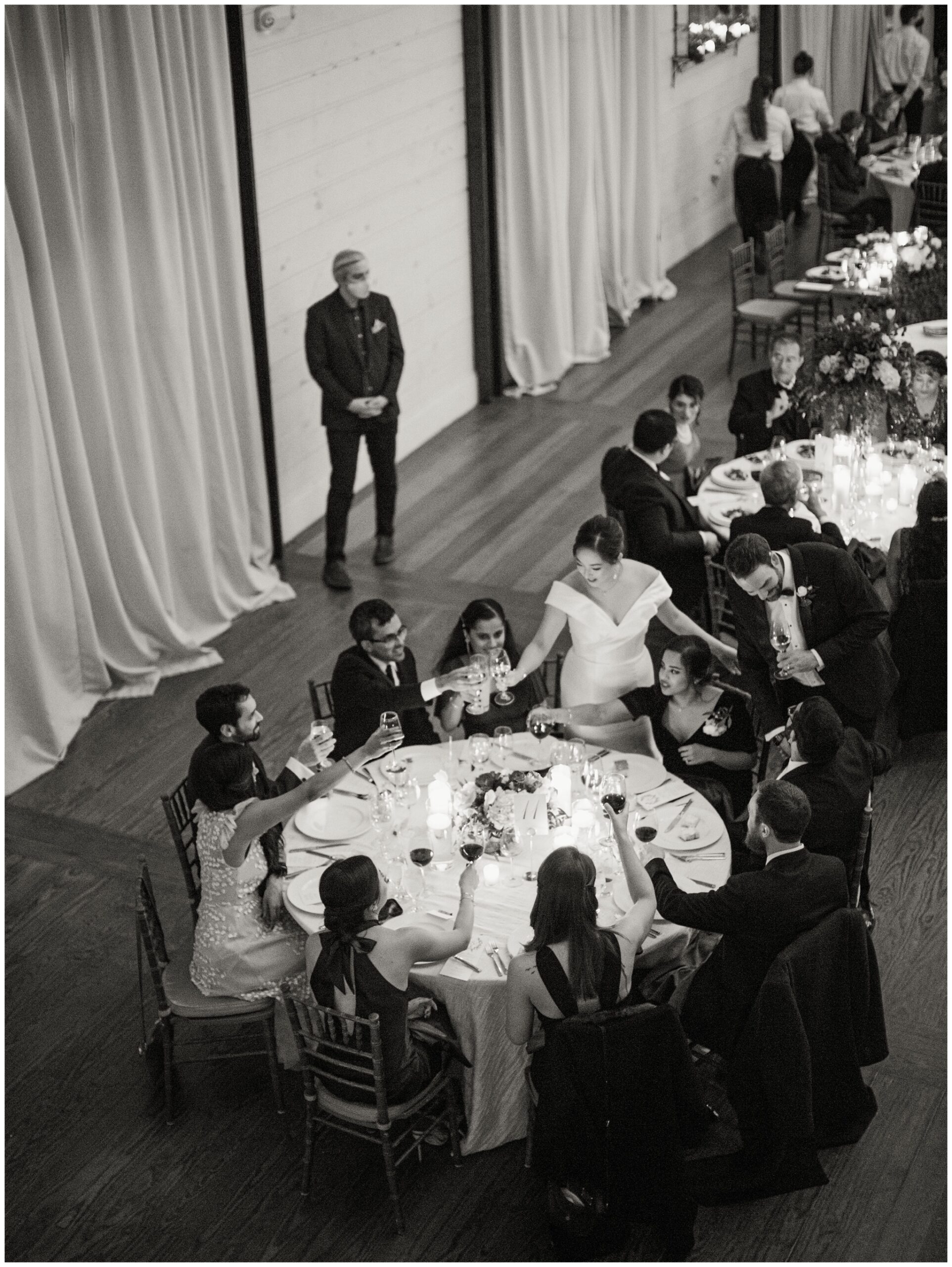 Pippin Hill wedding reception photos in black and white