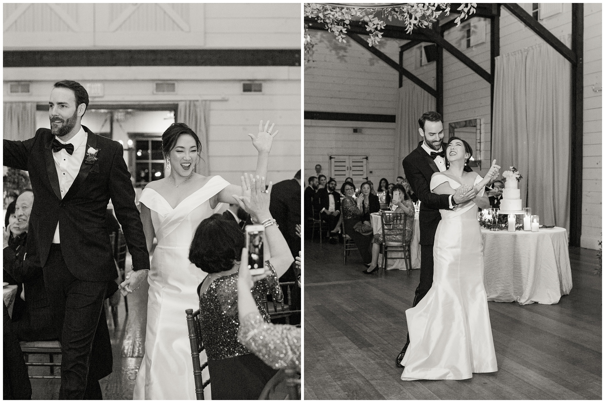 Pippin Hill wedding reception photos in black and white