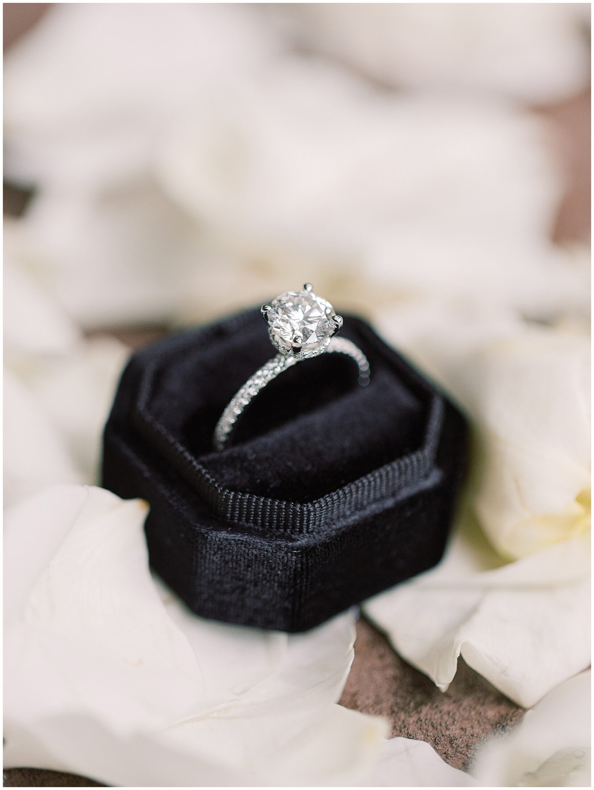 Engagement ring in black ring box