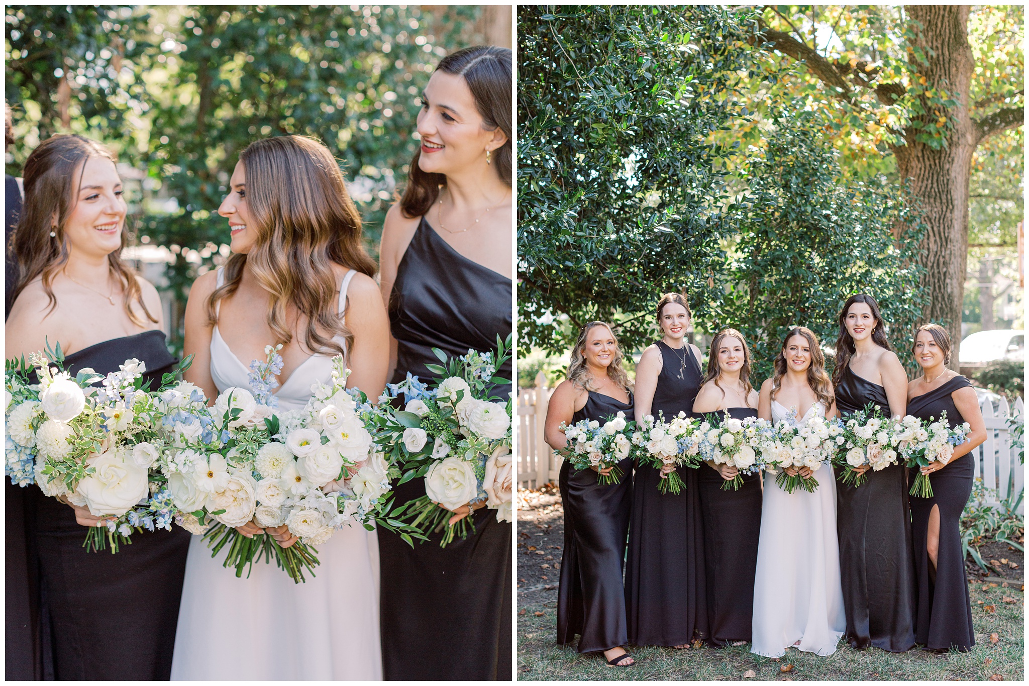 Bride and Bridesmaids in black dresses