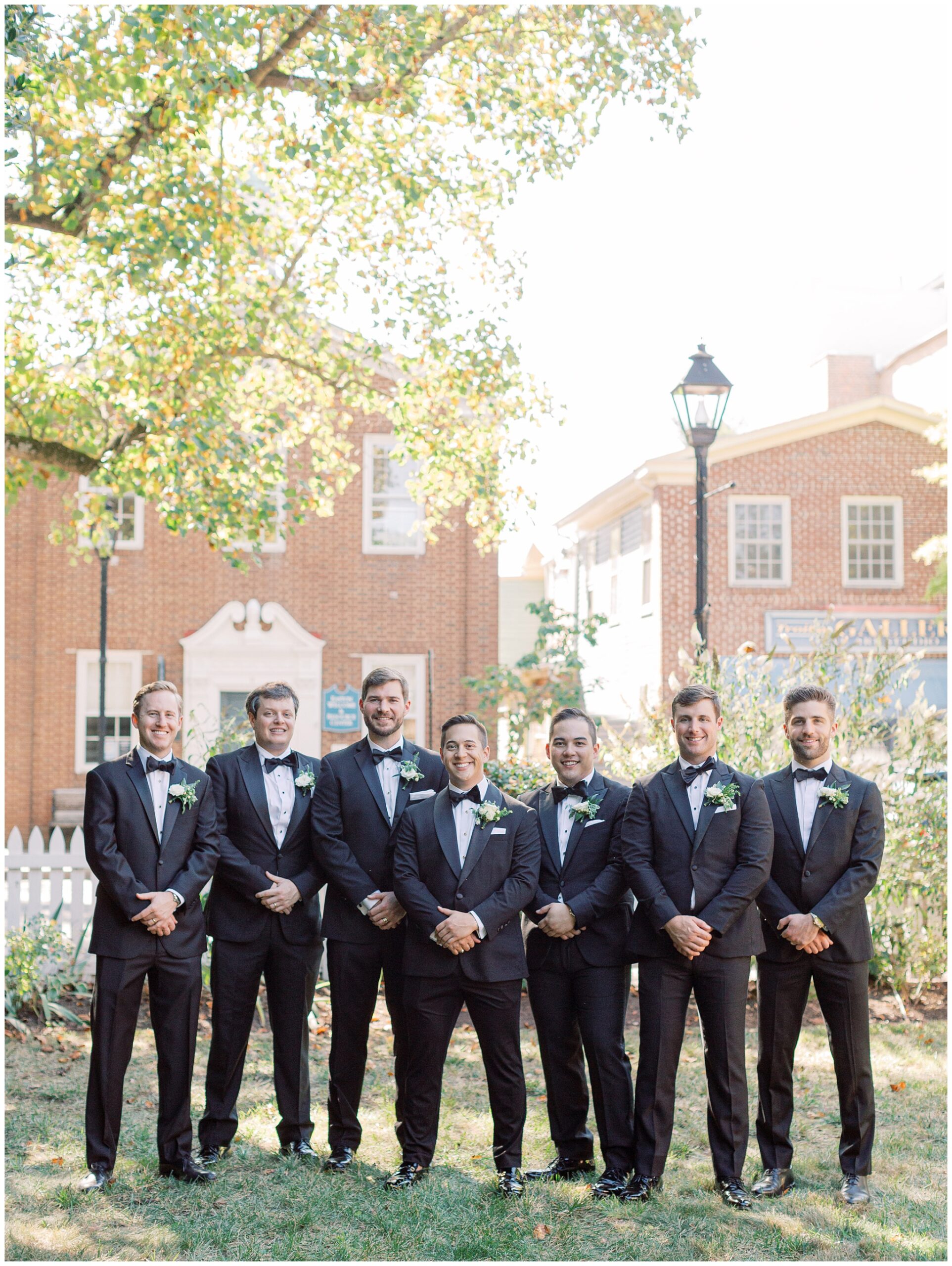 Tidewater Inn wedding groom and groomsmen in black tuxes