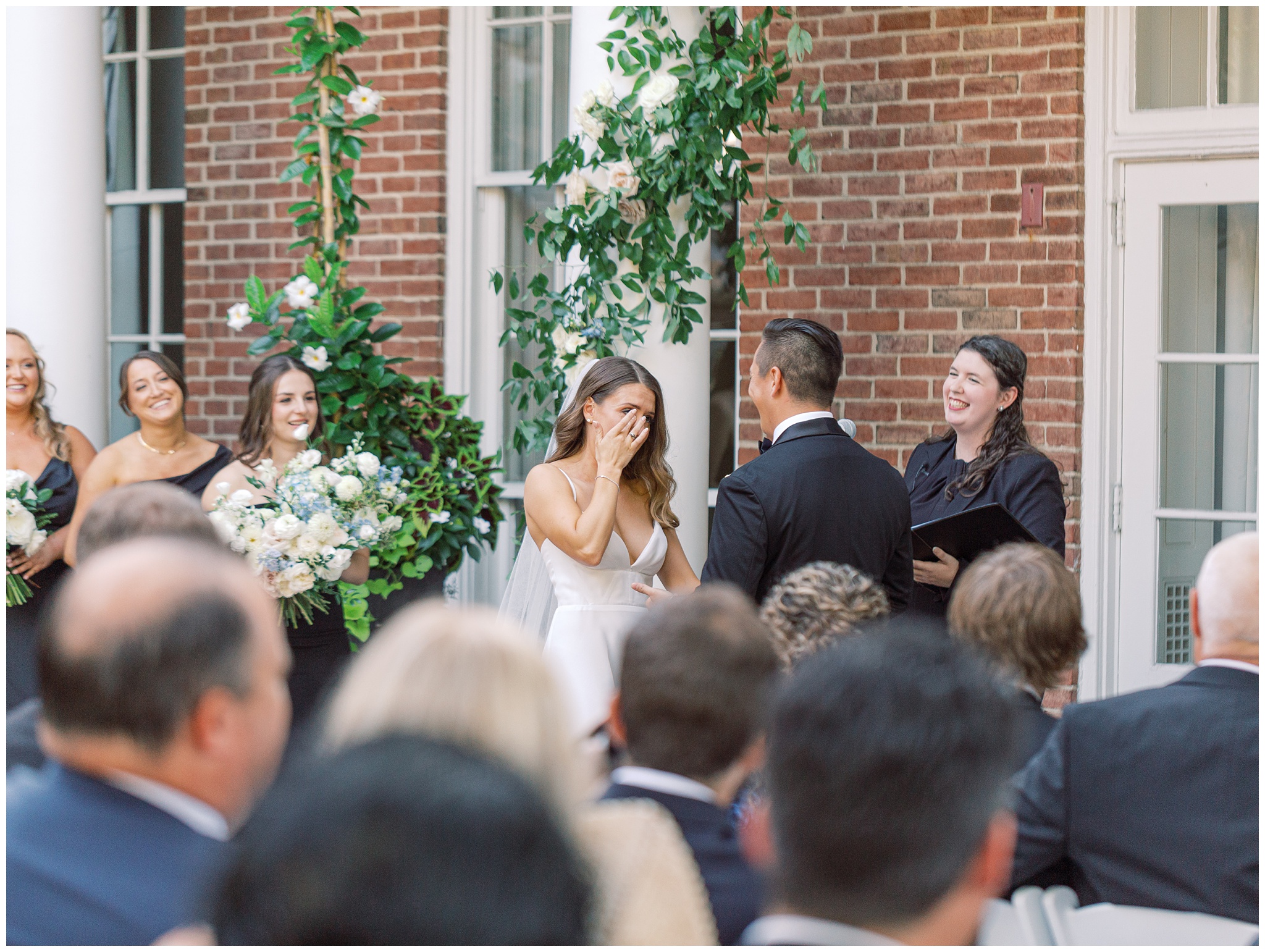 Bride crying during the ceremony
