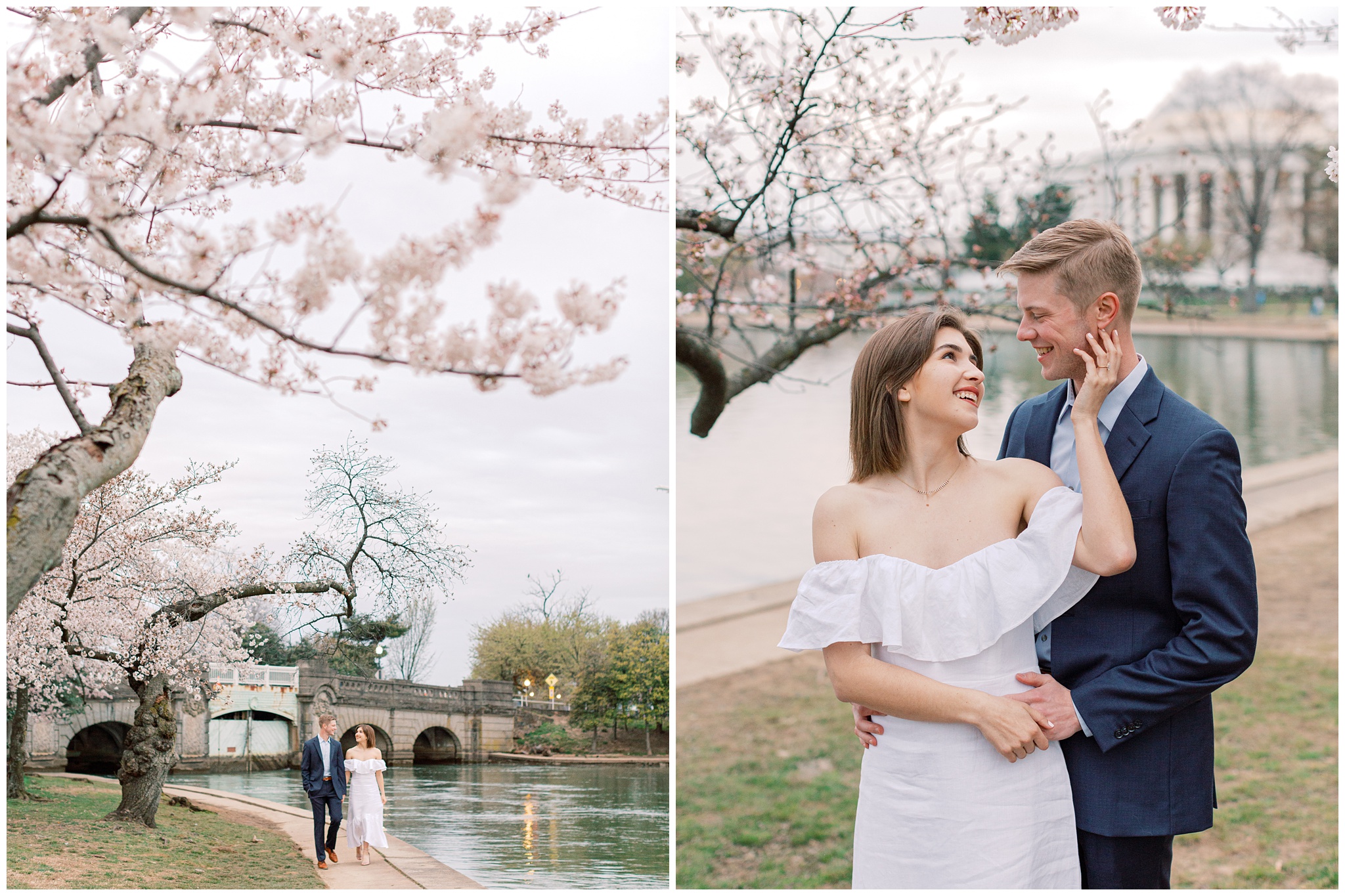 Tidal Basin Washington DC Cherry Blossom Engagement Photo