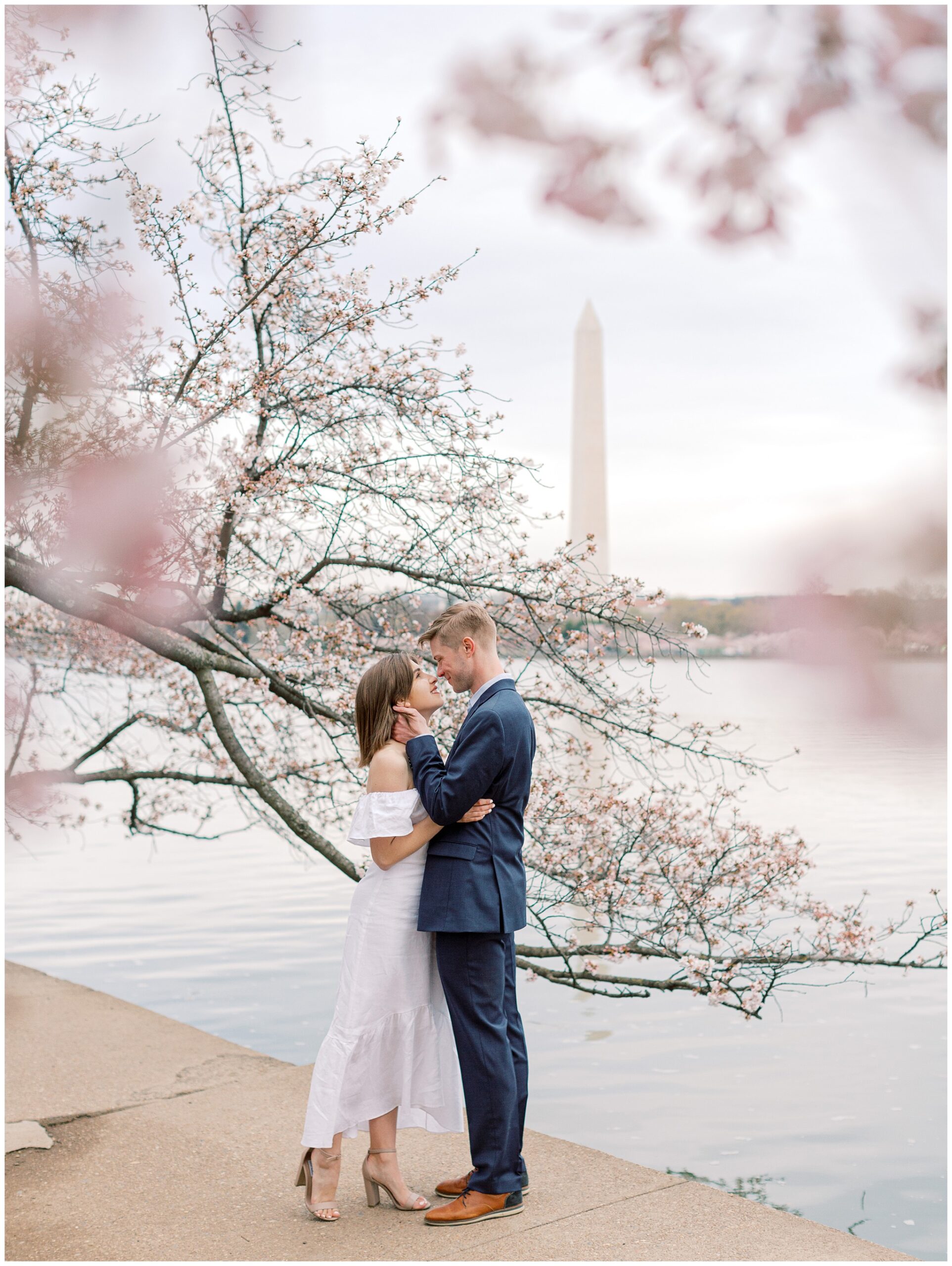 Tidal Basin Washington DC Cherry Blossom Engagement Photo