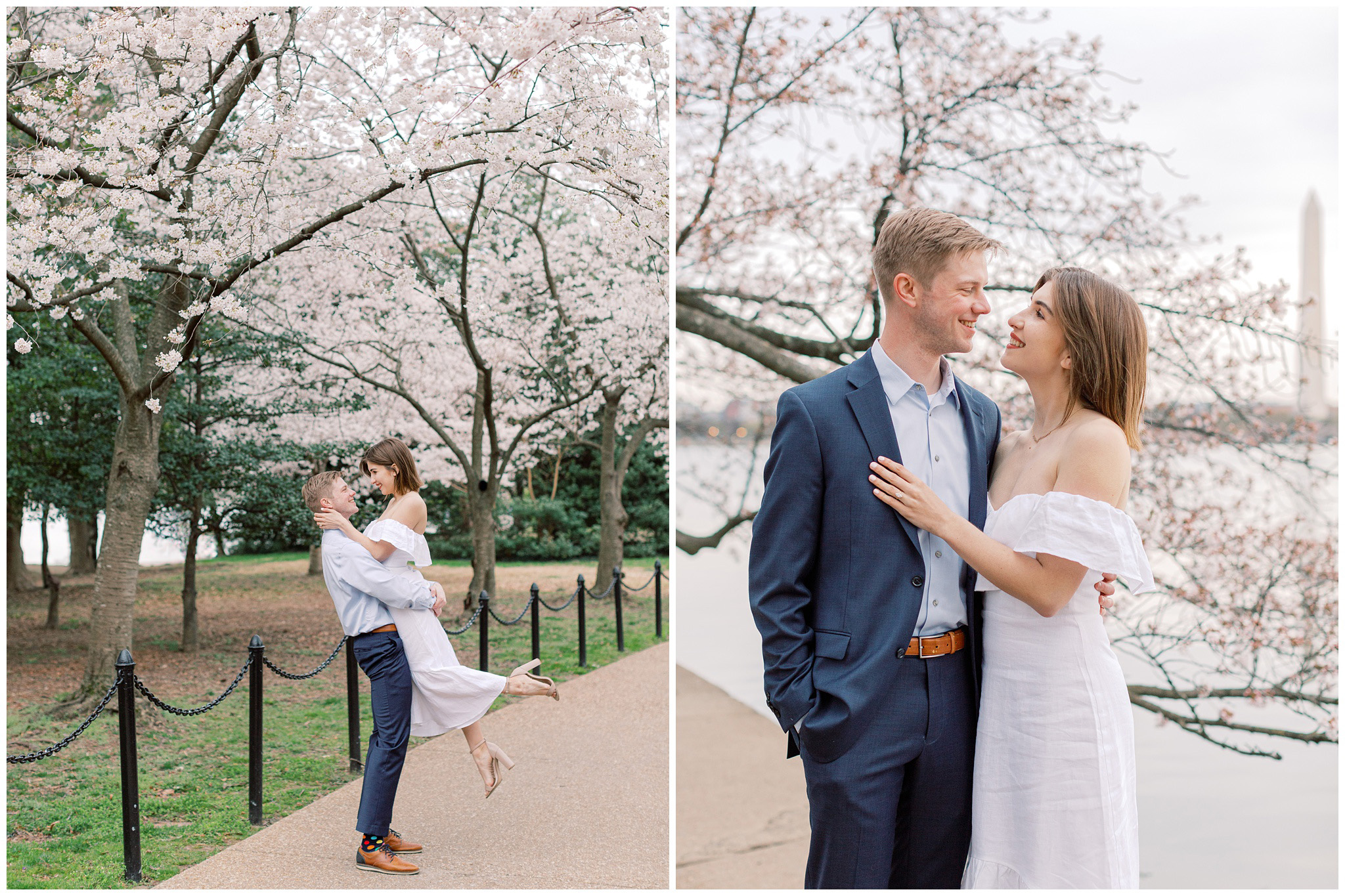 Tidal Basin Washington DC Cherry Blossom Engagement Photo