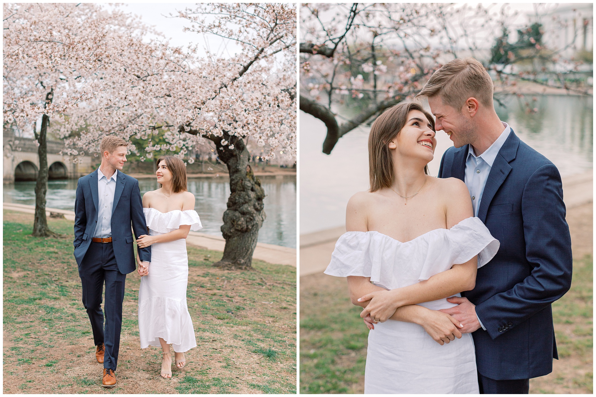 Tidal Basin Washington DC Cherry Blossom Engagement Photo
