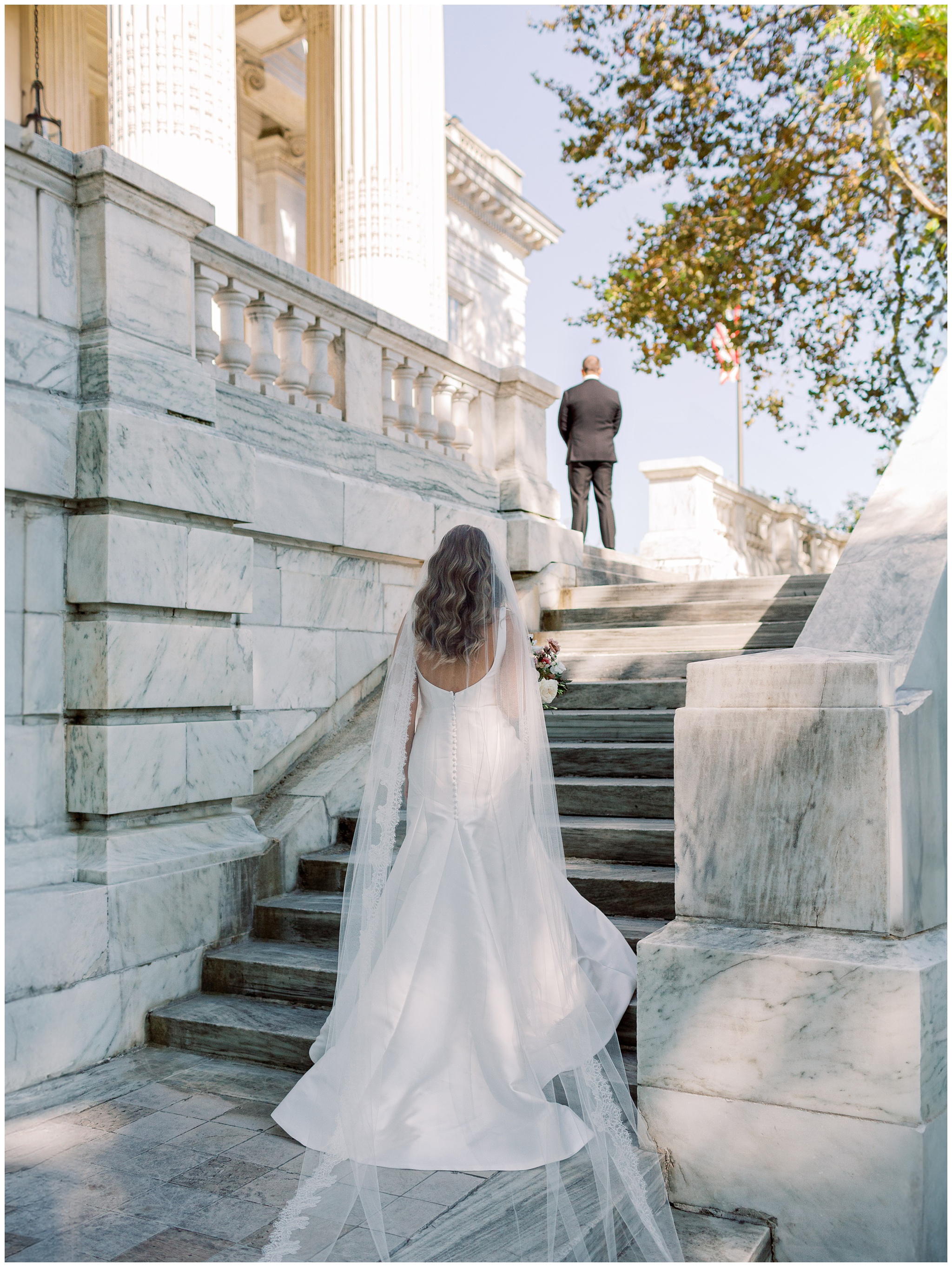 Bride walking towards Groom at DAR Constitution Hall wedding