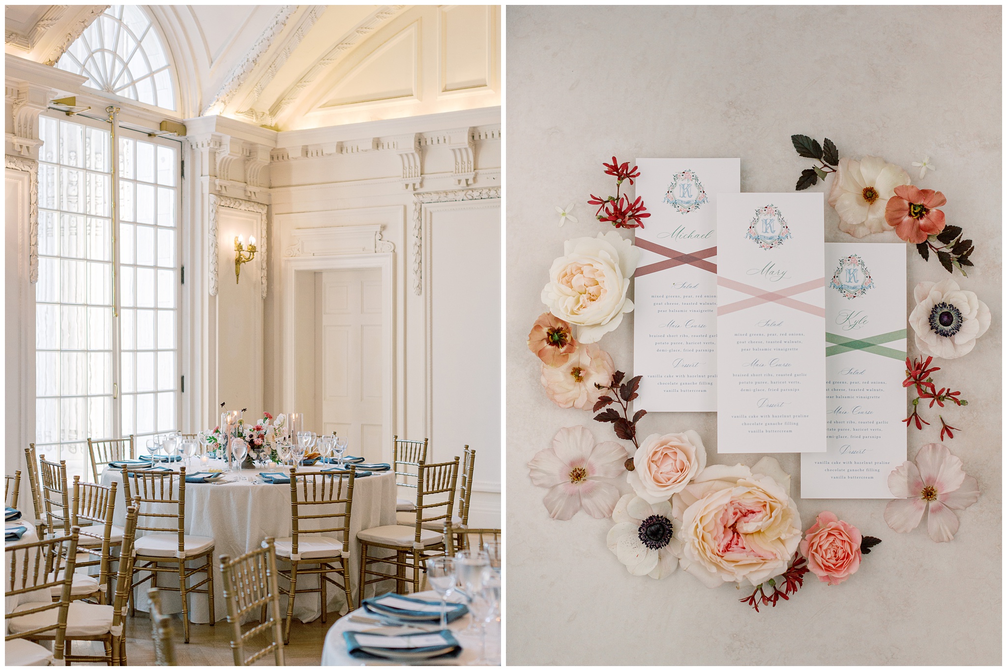DAR Constitution Hall wedding reception and wedding menus
