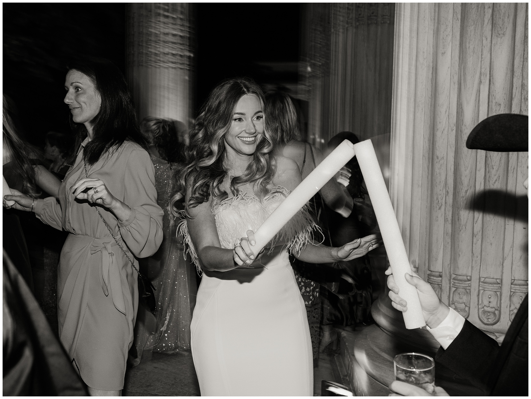 Black and white dancing photo at DAR wedding