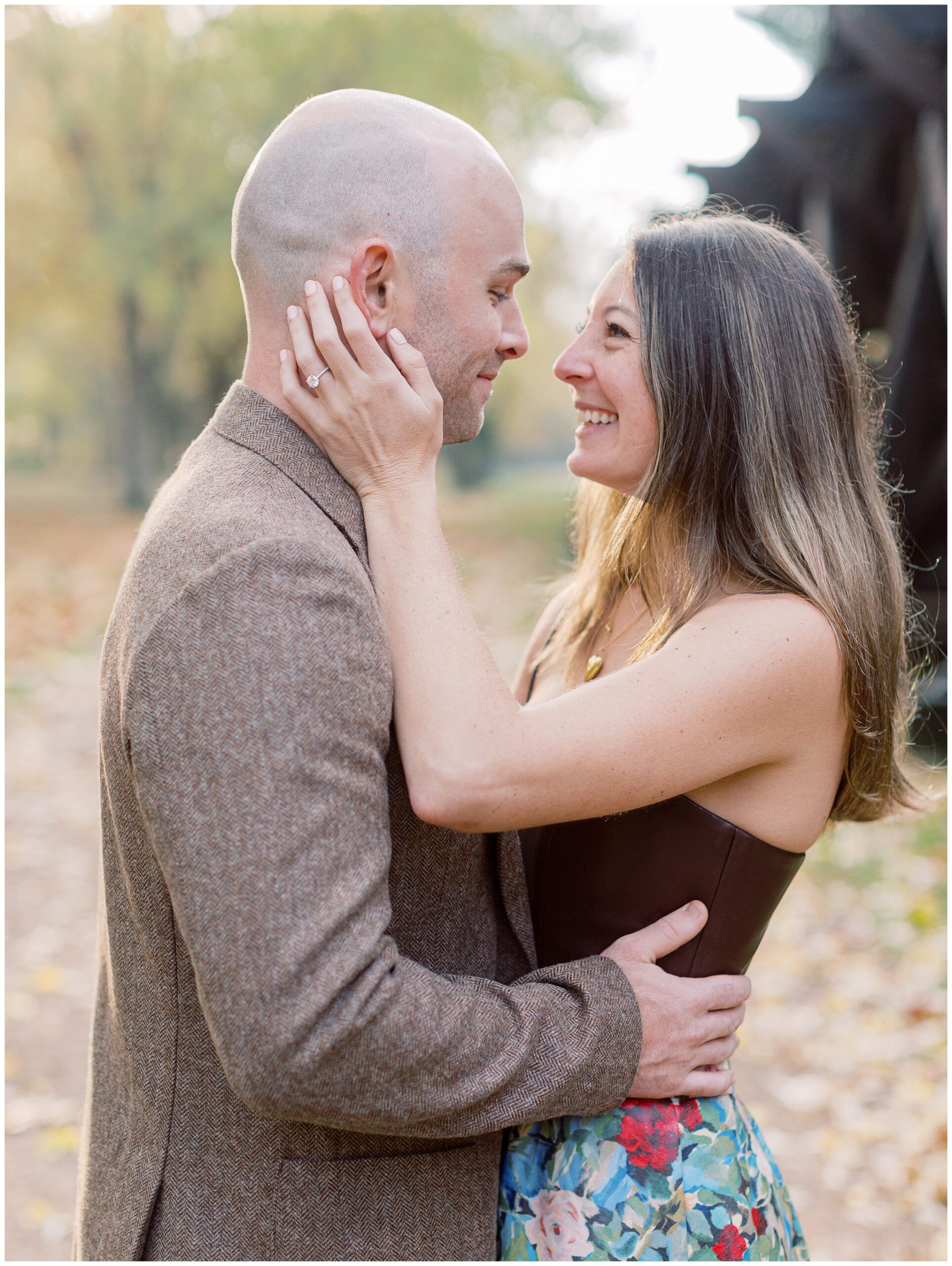 close up portrait during engagement photos