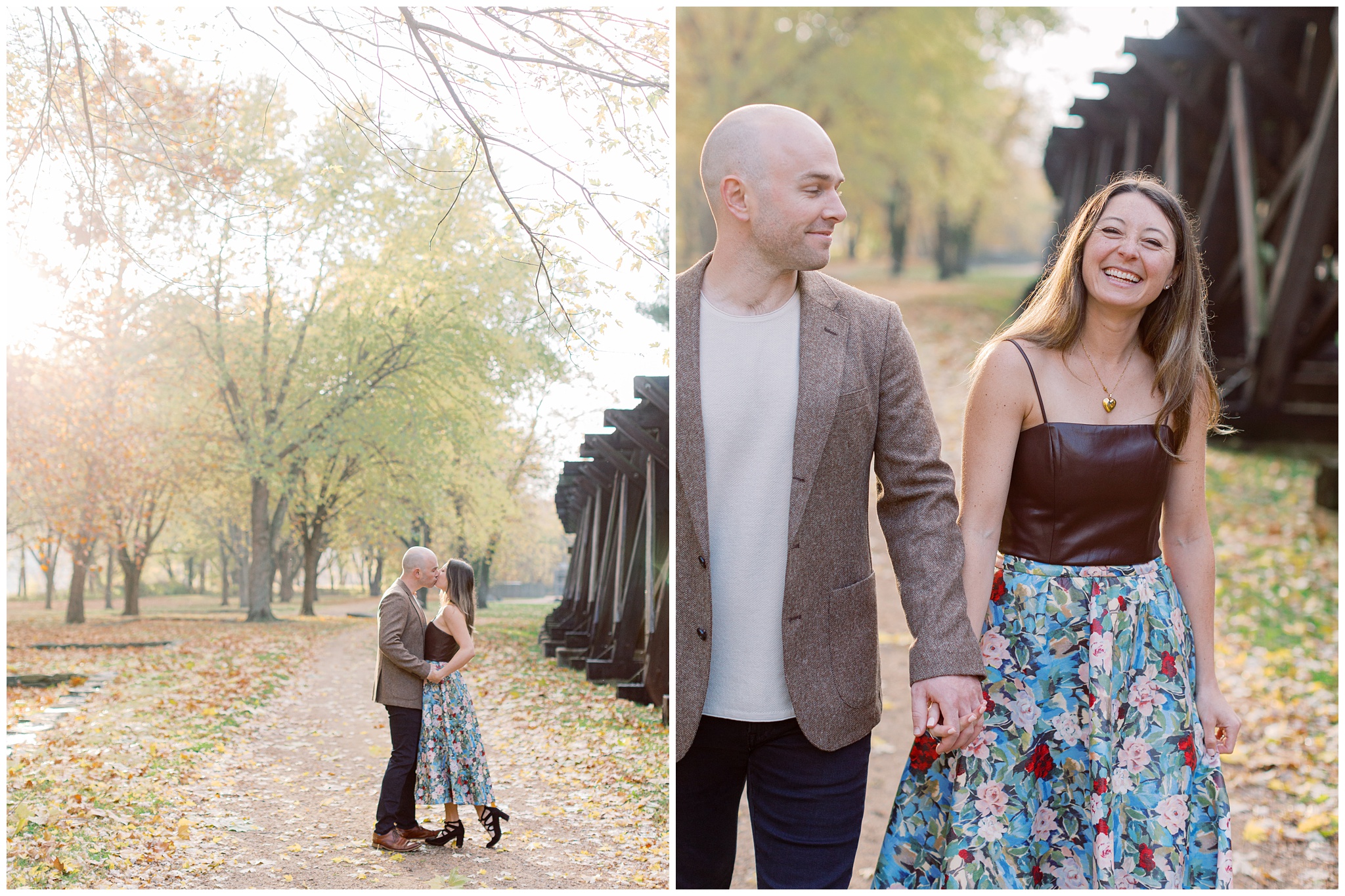 Harpers Ferry fall engagement photos by the train tracks