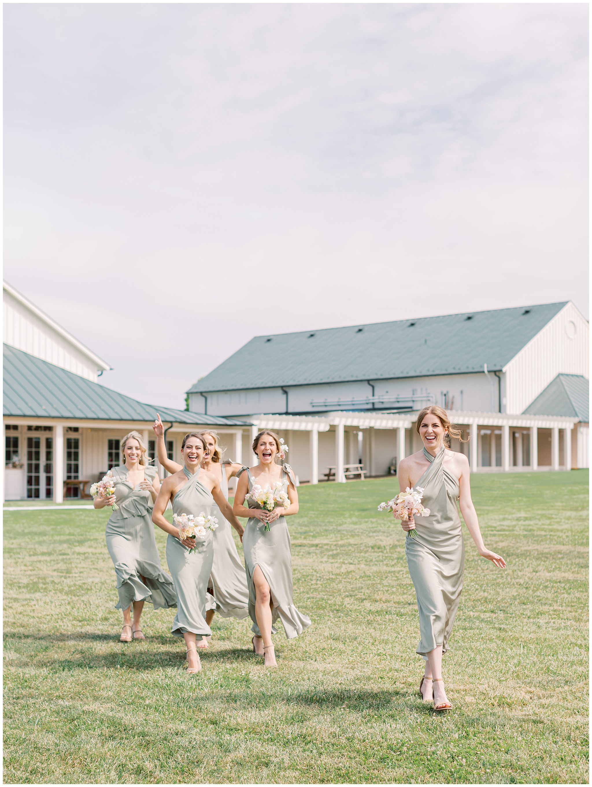King Family Vineyards wedding bridesmaids walking