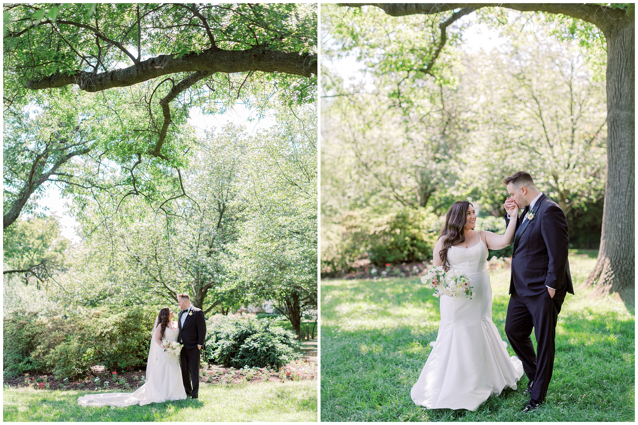 Bride and Groom portraits at Sherwood Gardens in Baltimore