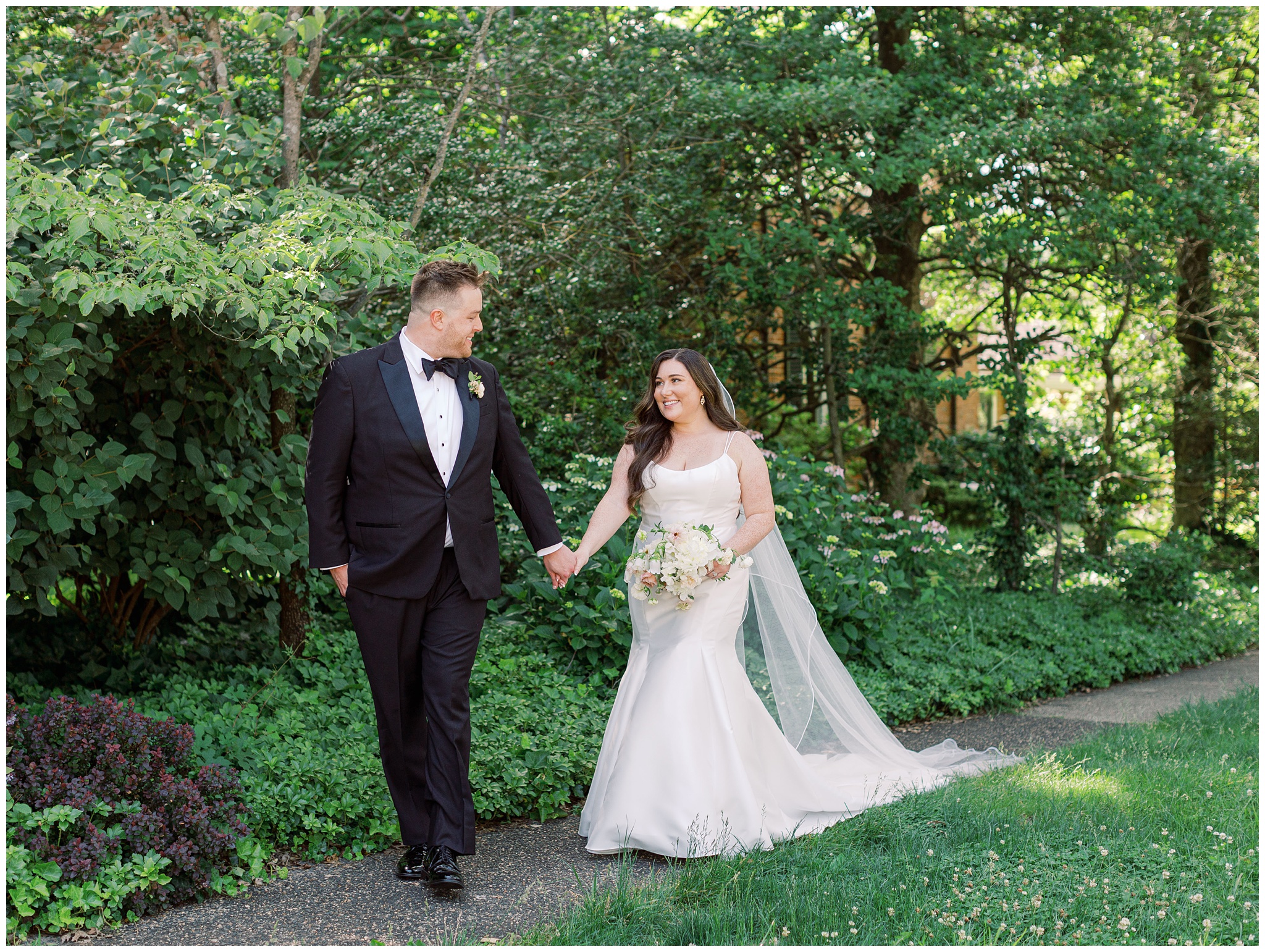 Bride and Groom portraits at Sherwood Gardens in Baltimore