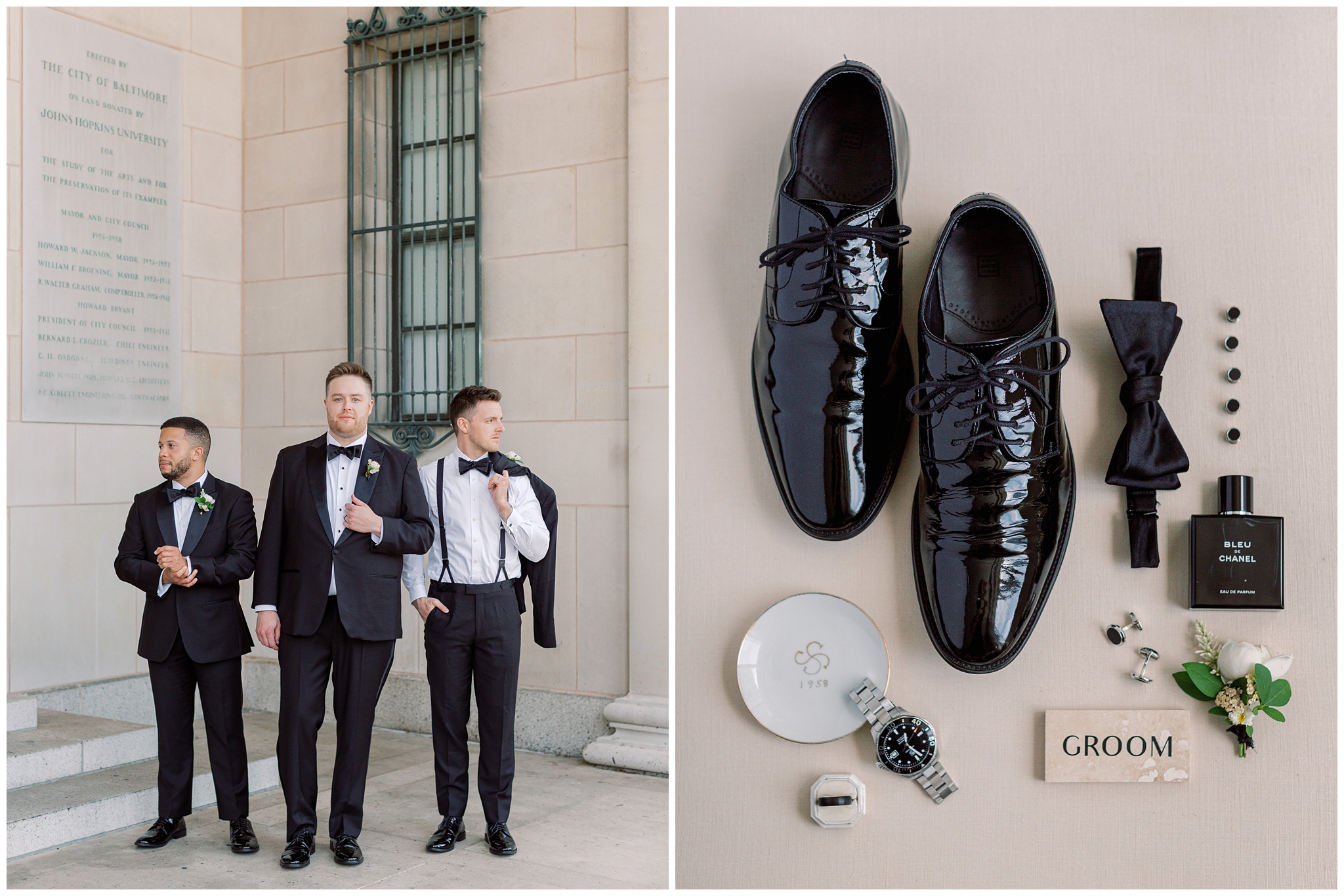 Groom wedding photos at the Baltimore Museum of Art
