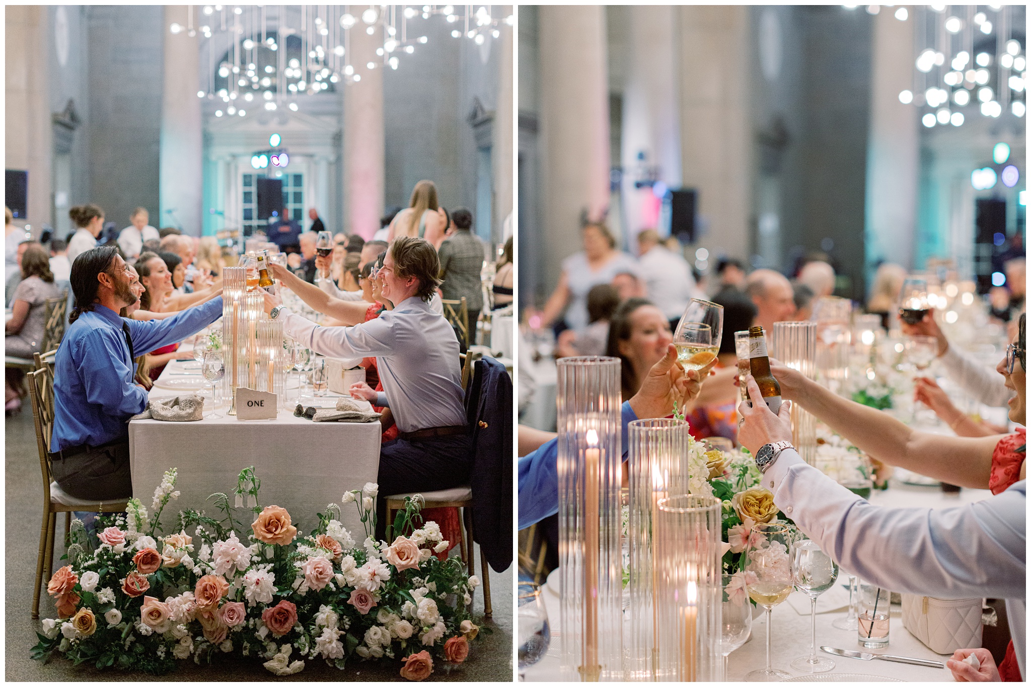 Guests cheersing at Baltimore Museum of Art wedding reception
