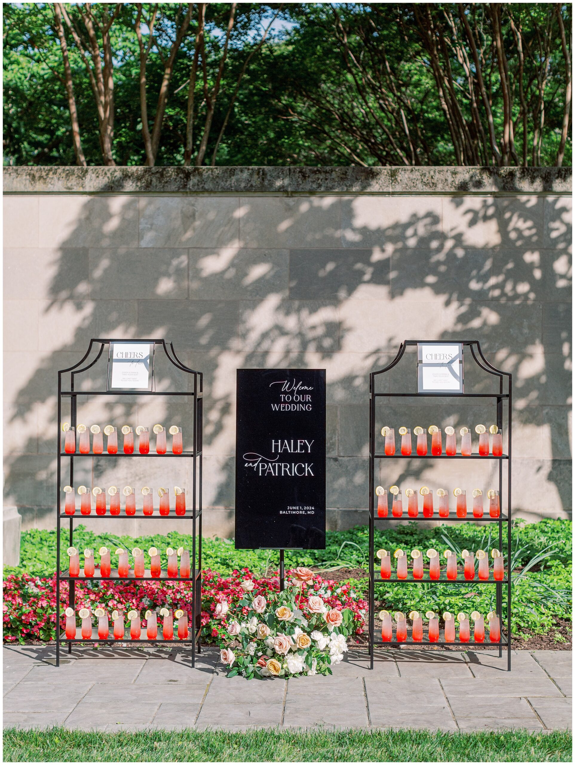 Welcome drinks set up