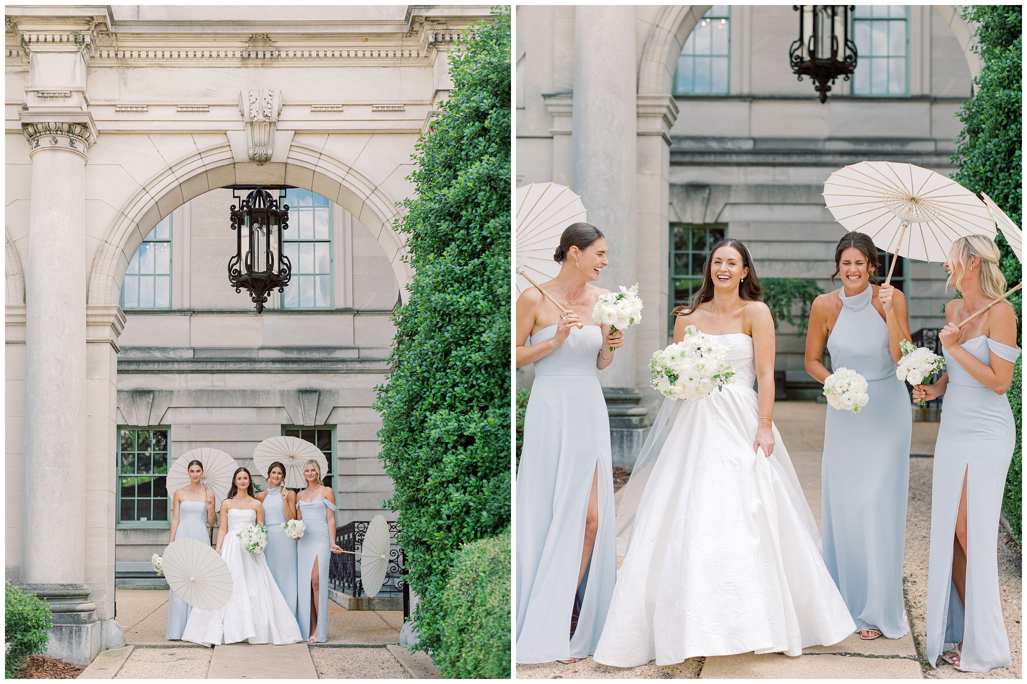 Anderson House wedding photo of bride and bridesmaids with their parasols