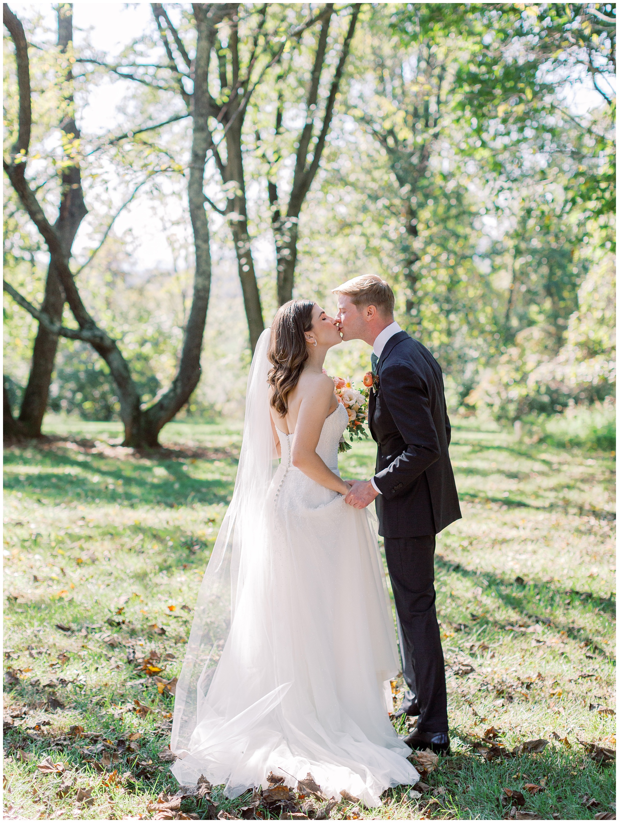 Oak Barn at Loyalty fall wedding photo of Bride and Groom